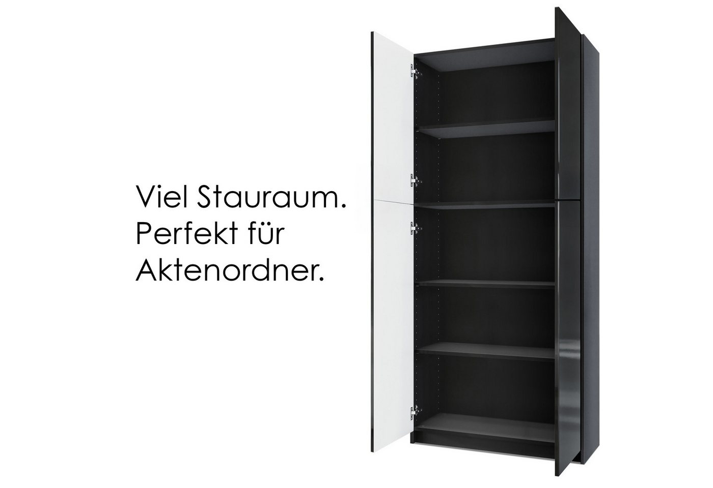 InnoFurn Aktenschrank Elona M1 Büroschrank (Aufbewahrungschrank, Schrank für Büro, Home Office (82 x 184 x 37 cm) Aufbewahrungschrank mit Soft-Close & Push-to-Open Bild 2