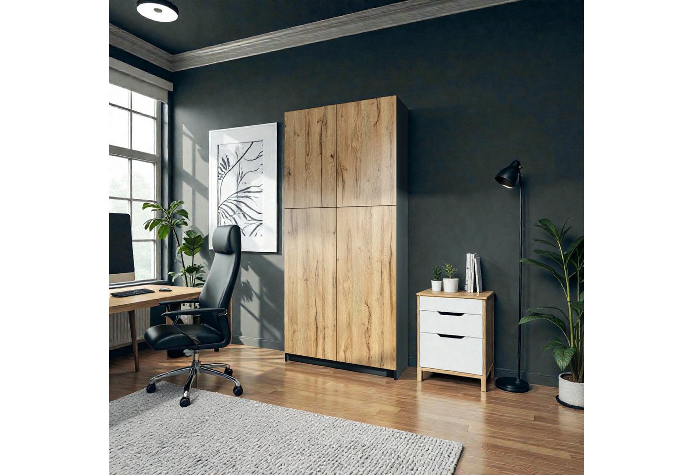 InnoFurn Aktenschrank Elona M1 Büroschrank (Aufbewahrungschrank, Schrank für Büro, Home Office (82 x 184 x 37 cm) Aufbewahrungschrank mit Soft-Close & Push-to-Open Bild 5