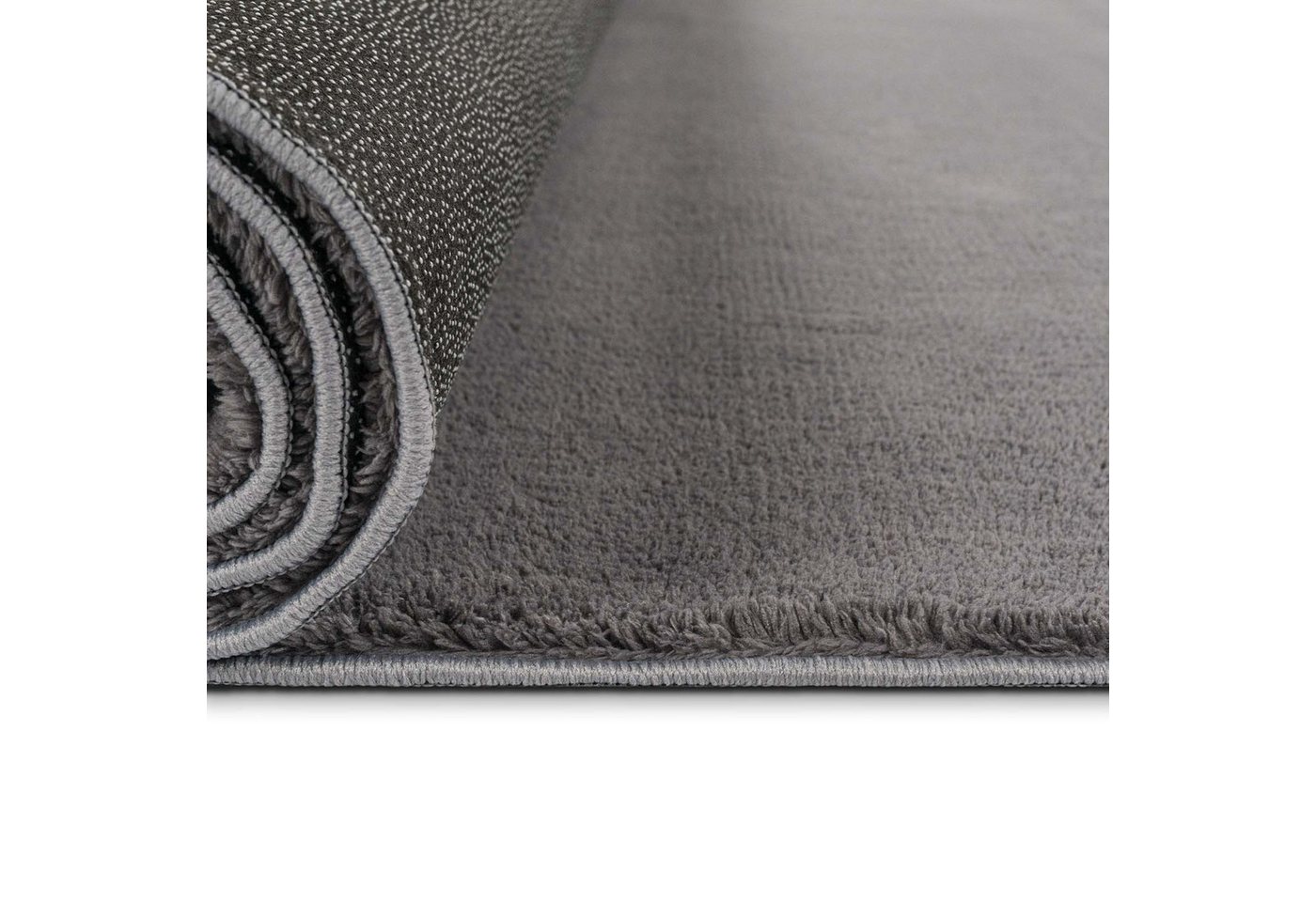 TaCa Home Teppich Supersoft Kurzflor-Teppich Uni, rechteckig, Höhe: 14 mm, Wohnzimmer Schlafzimmer Esszimmer, new anthrazit - 50 x 80 cm Bild 2