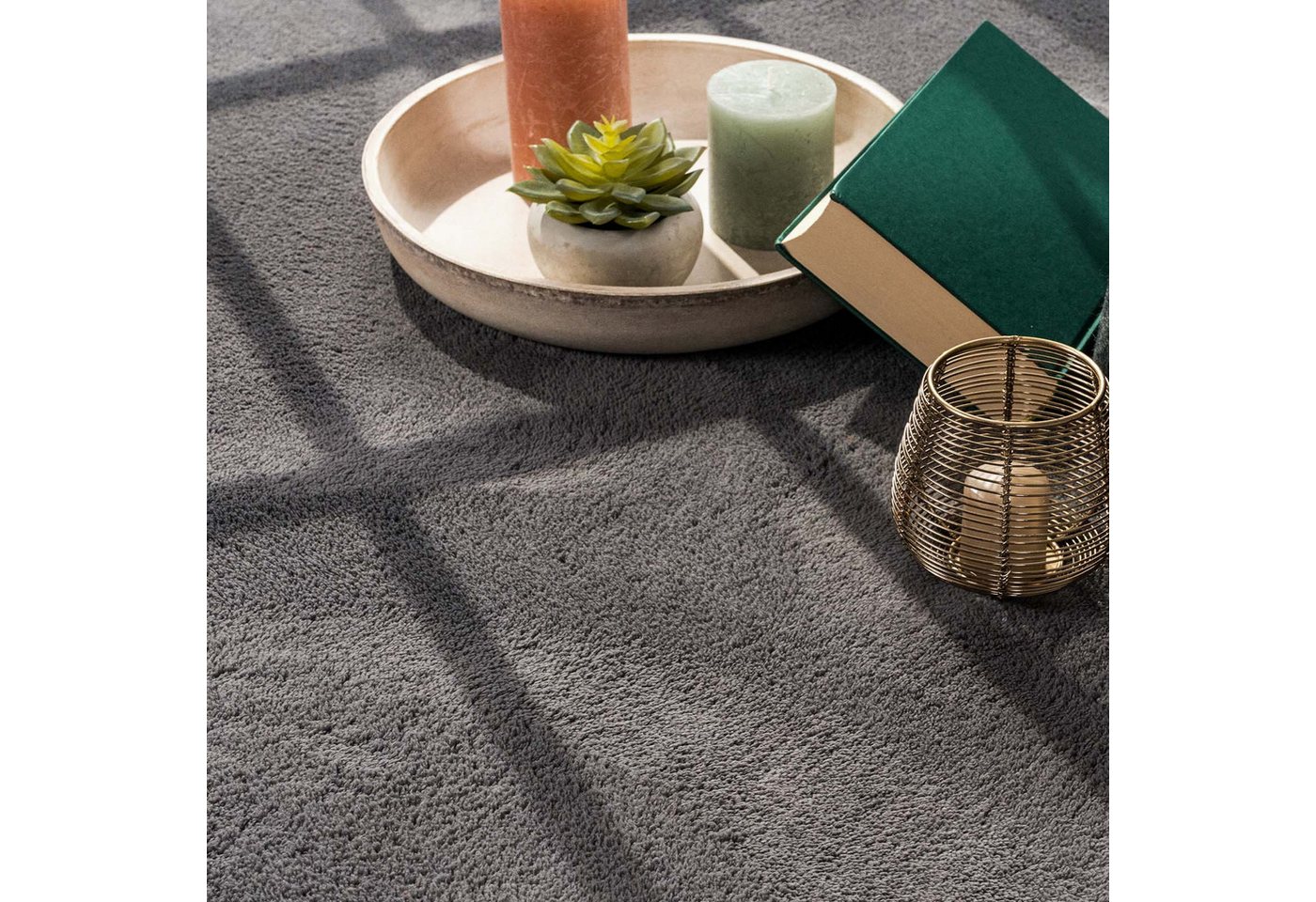 TaCa Home Teppich Supersoft Kurzflor-Teppich Uni, rechteckig, Höhe: 14 mm, Wohnzimmer Schlafzimmer Esszimmer, new anthrazit - 50 x 80 cm Bild 3