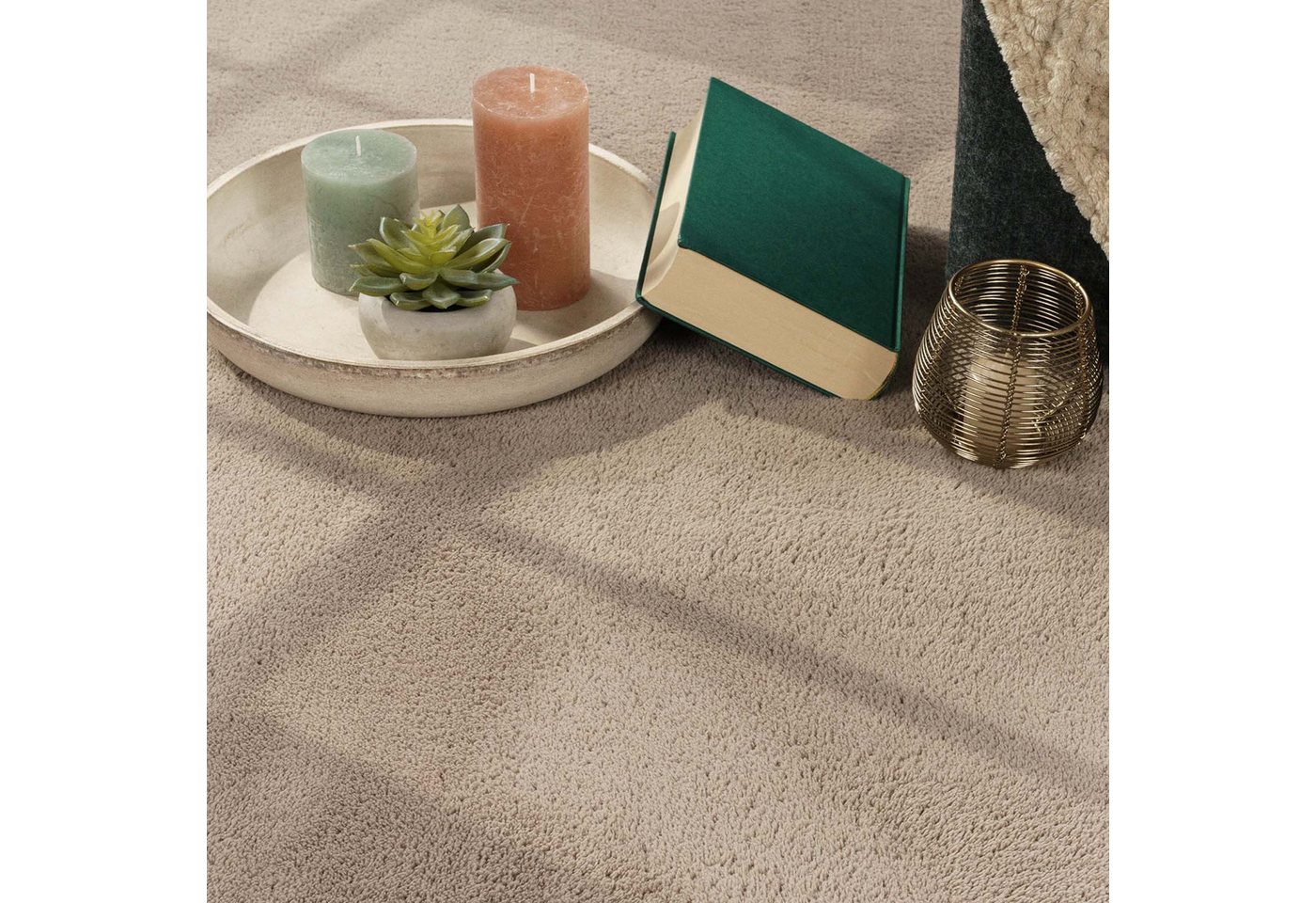 TaCa Home Teppich Supersoft Kurzflor-Teppich Uni, rechteckig, Höhe: 14 mm, Wohnzimmer Schlafzimmer Esszimmer, new taupe - 50 x 80 cm Bild 3