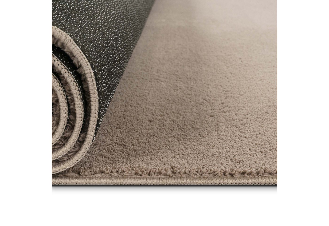 TaCa Home Teppich Supersoft Kurzflor-Teppich Uni, rechteckig, Höhe: 14 mm, Wohnzimmer Schlafzimmer Esszimmer, new taupe - 50 x 80 cm Bild 4