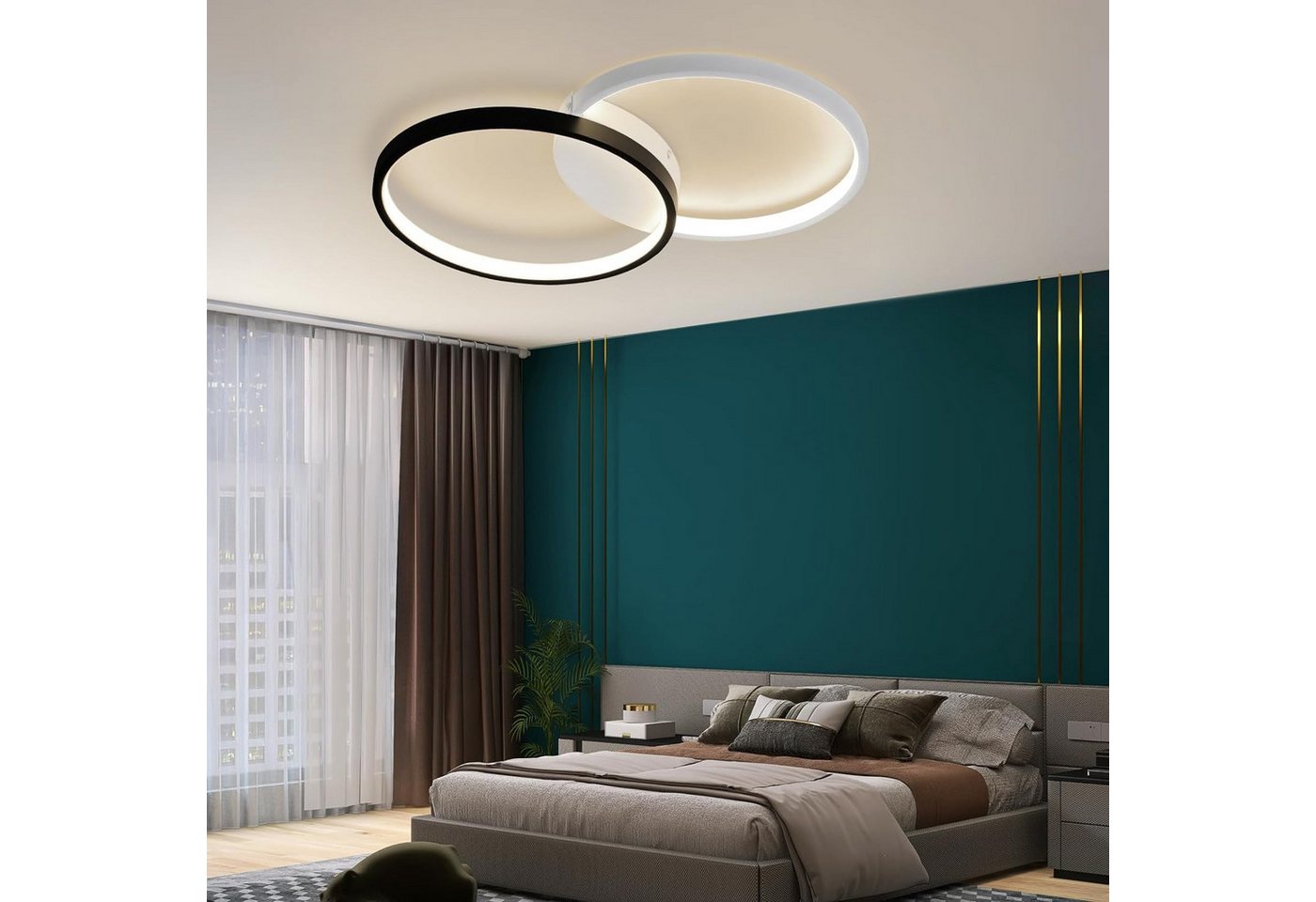 ZMH LED Deckenleuchte 2 Rahmen Dimmbar mit Fernbedienung, Farbtemperatur einstellbar, LED fest integriert, Kaltweiß, Neutralweiß, Warmweiß, Deckenlampe für Wohnzimmer Schlafzimmer Küche Flur Bild 2