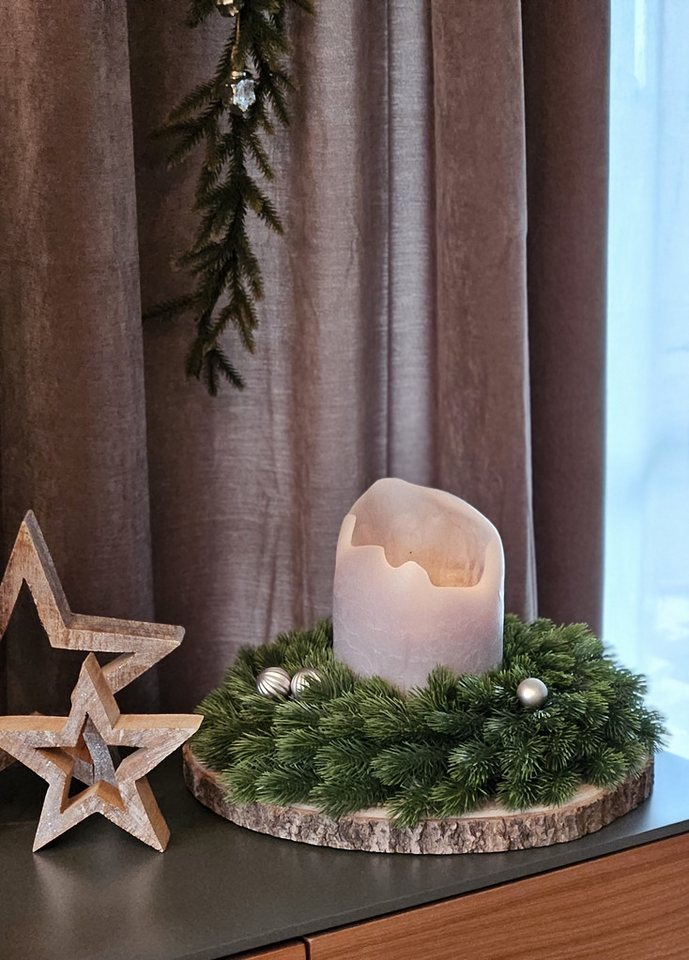 Meinposten Adventskranz Tannenkranz Weihnachtskranz künstlicher Deko-Kranz grün Ø 40cm Bild 4