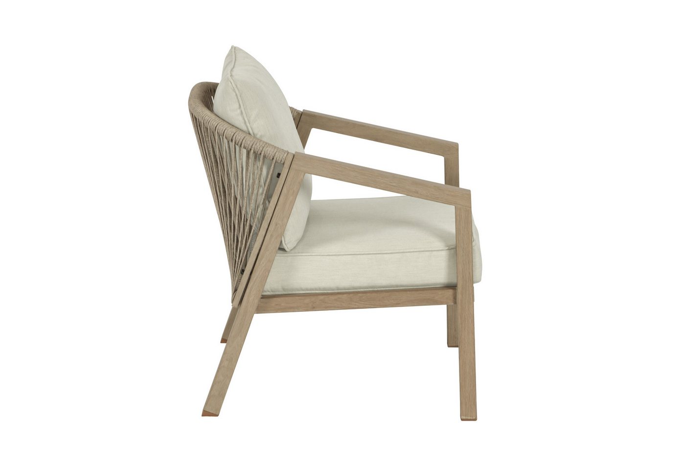 Koll Living Gartenlounge-Set 'Amber' in Beige, aus Stahl in natürlicher Holzoptik, wartungsfrei, (2x Gartensessel, 2-tlg., pulverbeschichteter Stahl in Holzoptik), wasserabweisend, UV- & witterungsbeständig