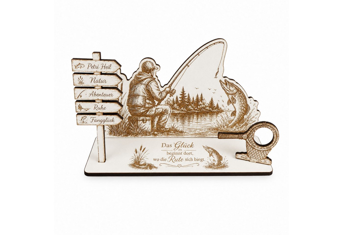 Dekolando Geschenkkarte Geldgeschenk Angler aus Holz – Geschenk für Angler 15 x 8 cm Bild 2