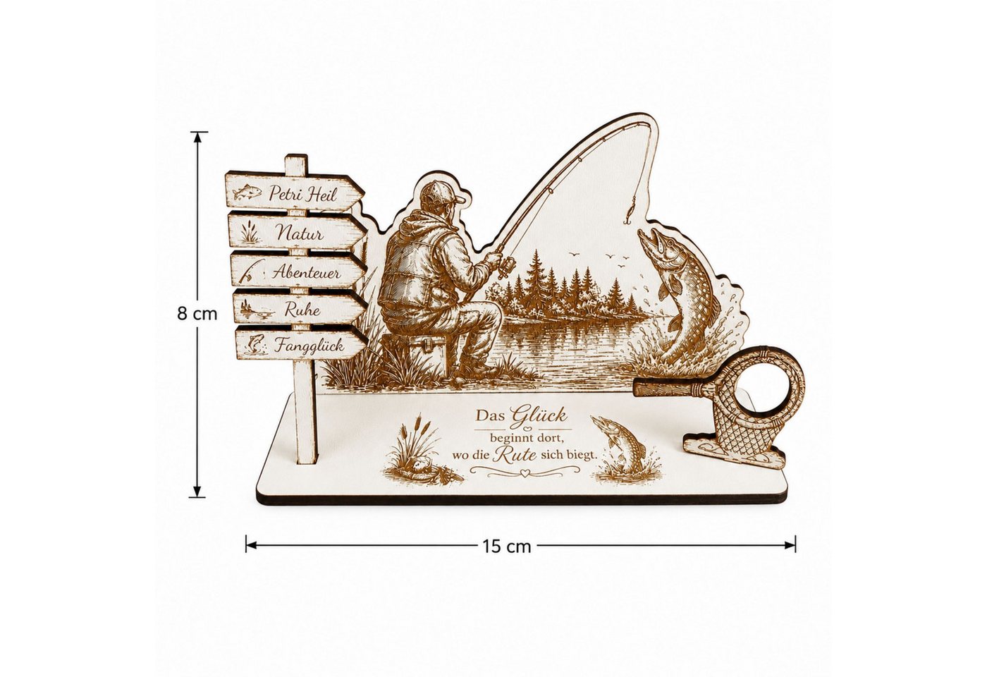 Dekolando Geschenkkarte Geldgeschenk Angler aus Holz – Geschenk für Angler 15 x 8 cm Bild 4