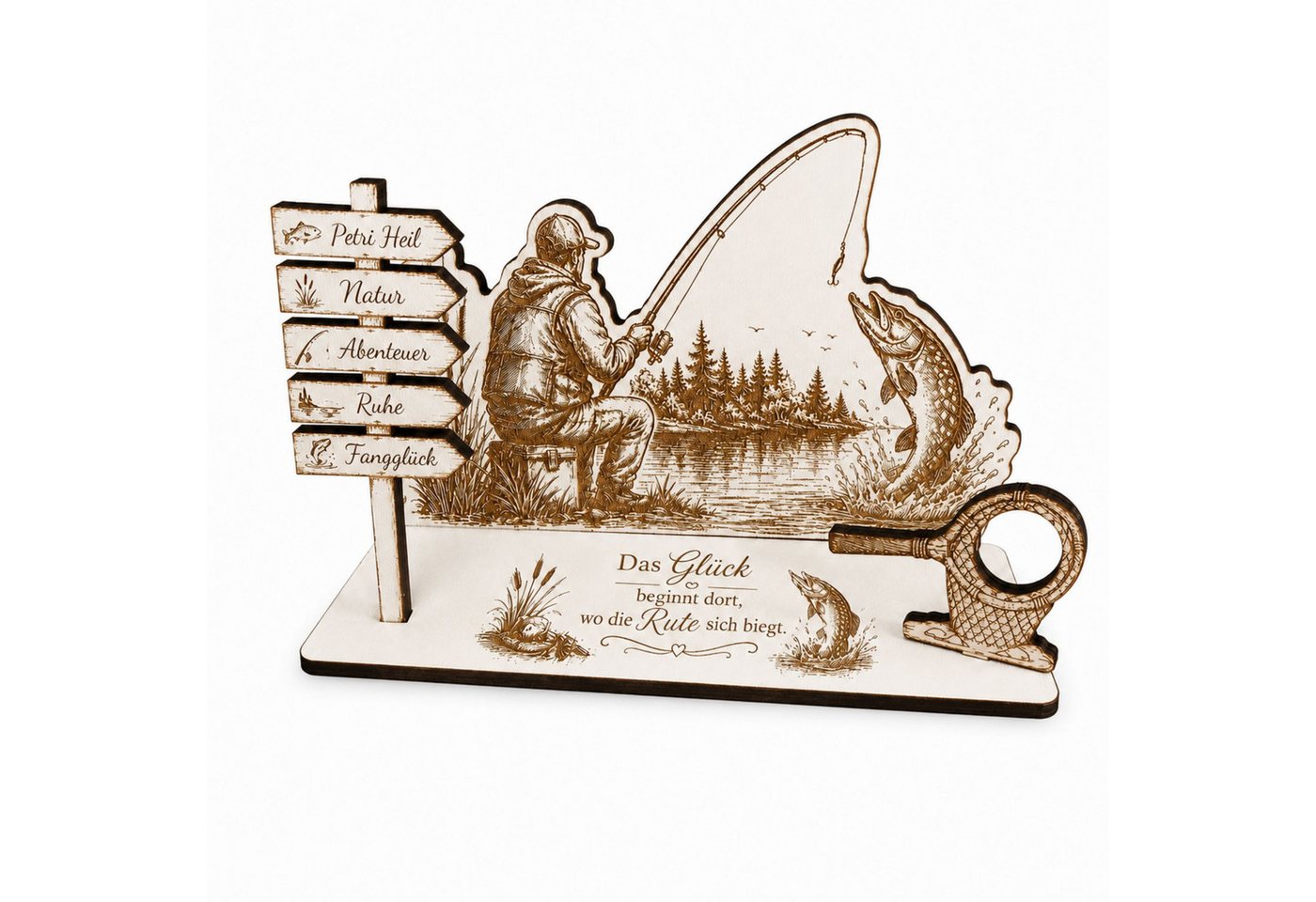 Dekolando Geschenkkarte Geldgeschenk Angler aus Holz – Geschenk für Angler 15 x 8 cm Bild 5