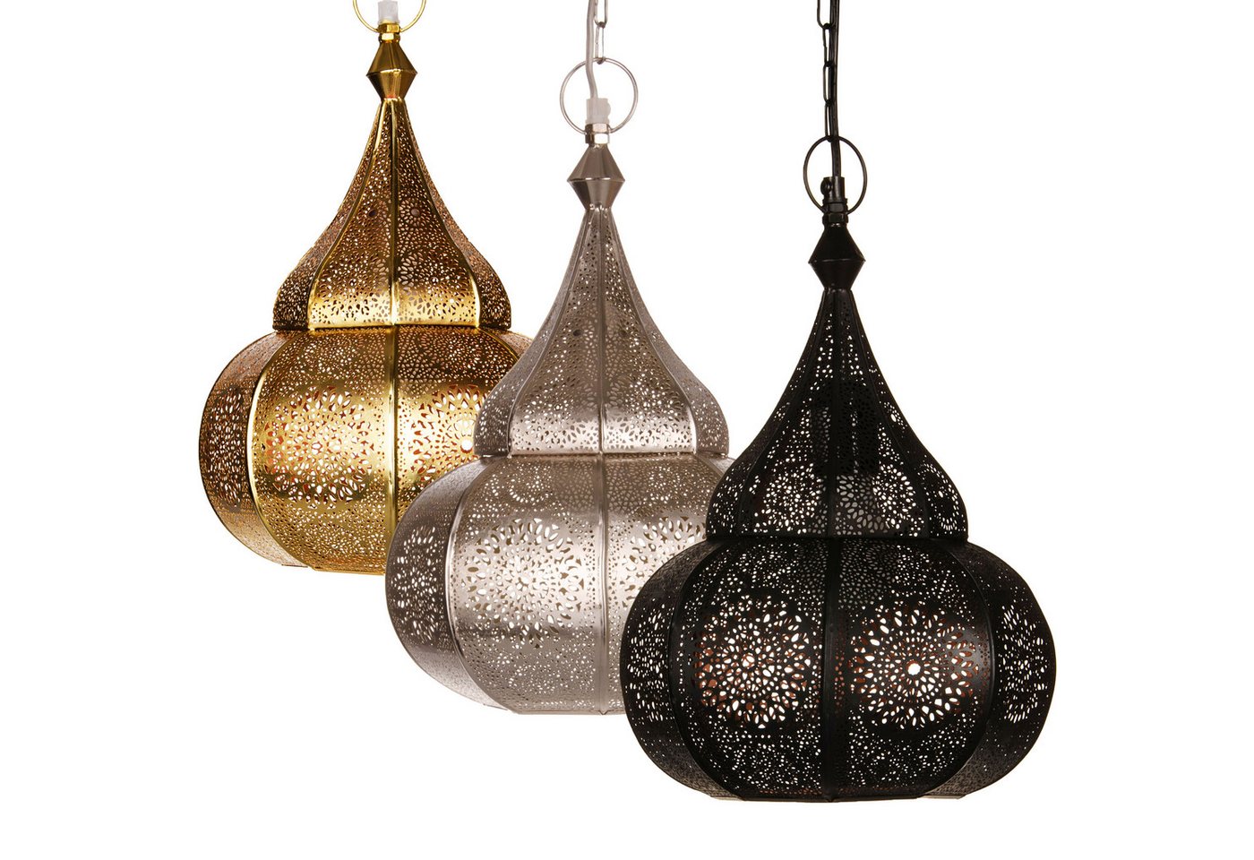 Marrakesch Orient & Mediterran Interior Pendelleuchte Orientalische Pendelleuchte Ilham Lampe aus Metall in Gold 40 cm, Handarbeit Bild 3
