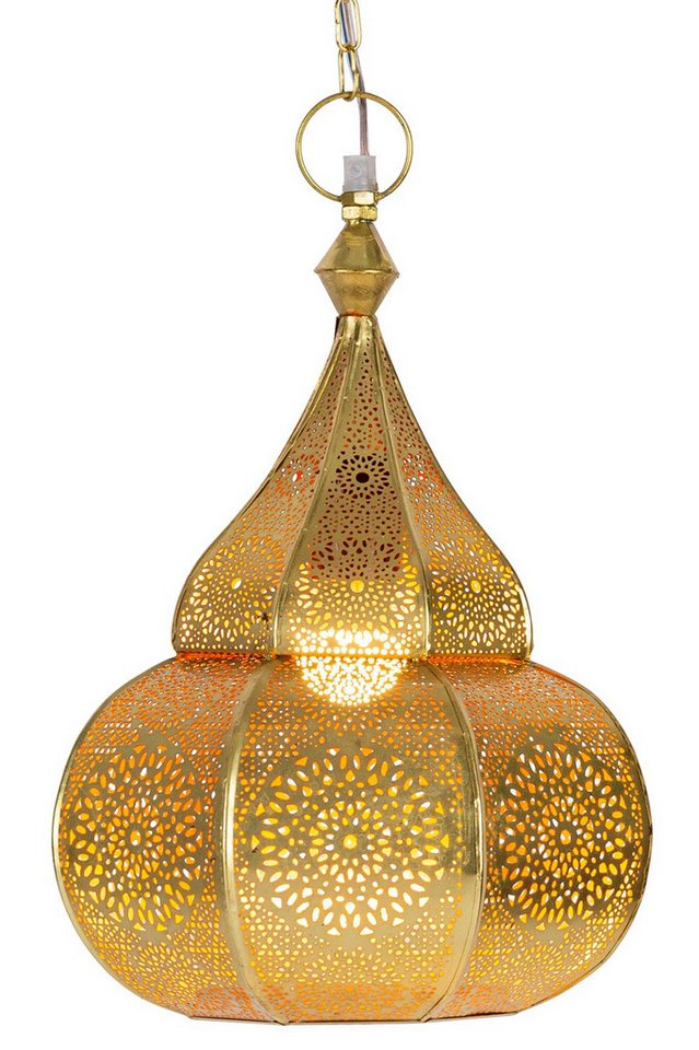Marrakesch Orient & Mediterran Interior Pendelleuchte Orientalische Pendelleuchte Ilham Lampe aus Metall in Gold 40 cm, Handarbeit Bild 5