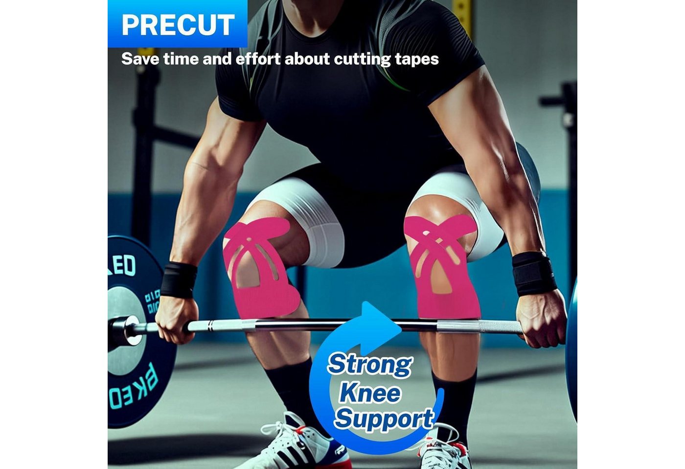 LuxusKollektion Kinesiologie-Tape Kinesiotape Knie vorgeschnitten Kinesiologie 10 Stück Knie Tape Rosa