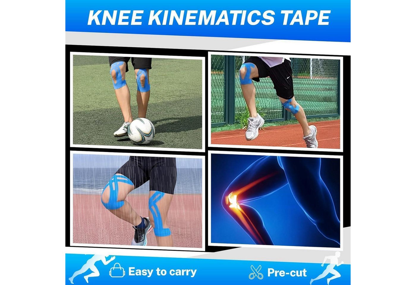 LuxusKollektion Kinesiologie-Tape Kinesiotape Knie vorgeschnitten Kinesiologie 10 Stück Knie Tape Rosa Bild 2