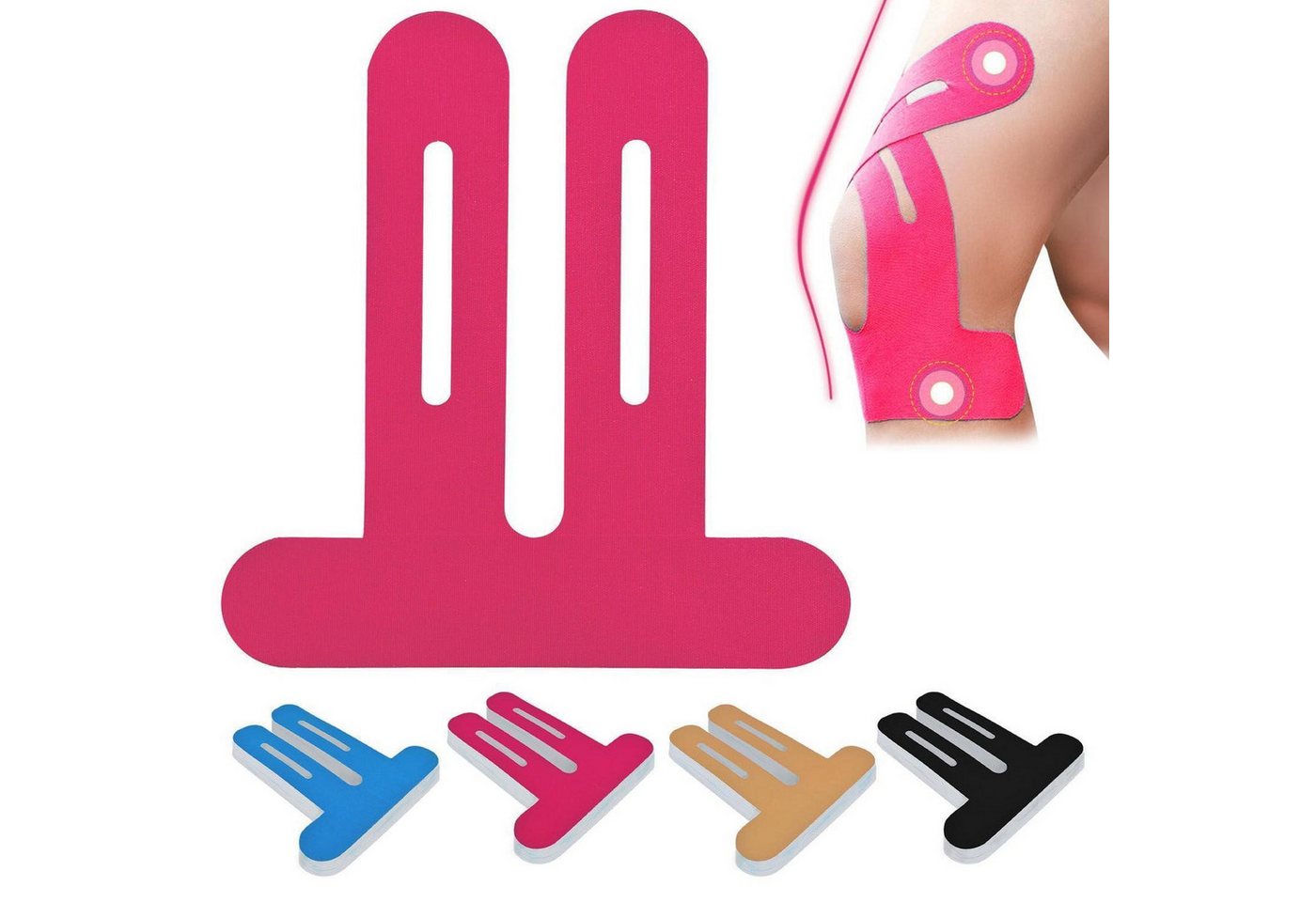 LuxusKollektion Kinesiologie-Tape Kinesiotape Knie vorgeschnitten Kinesiologie 10 Stück Knie Tape Rosa Bild 5