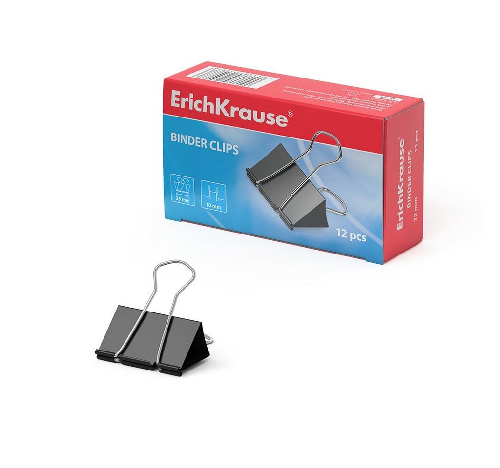 Erich Krause Büroklammer, Foldback Klammern 25mm Metall 12 Stück Schwarz Bild 2