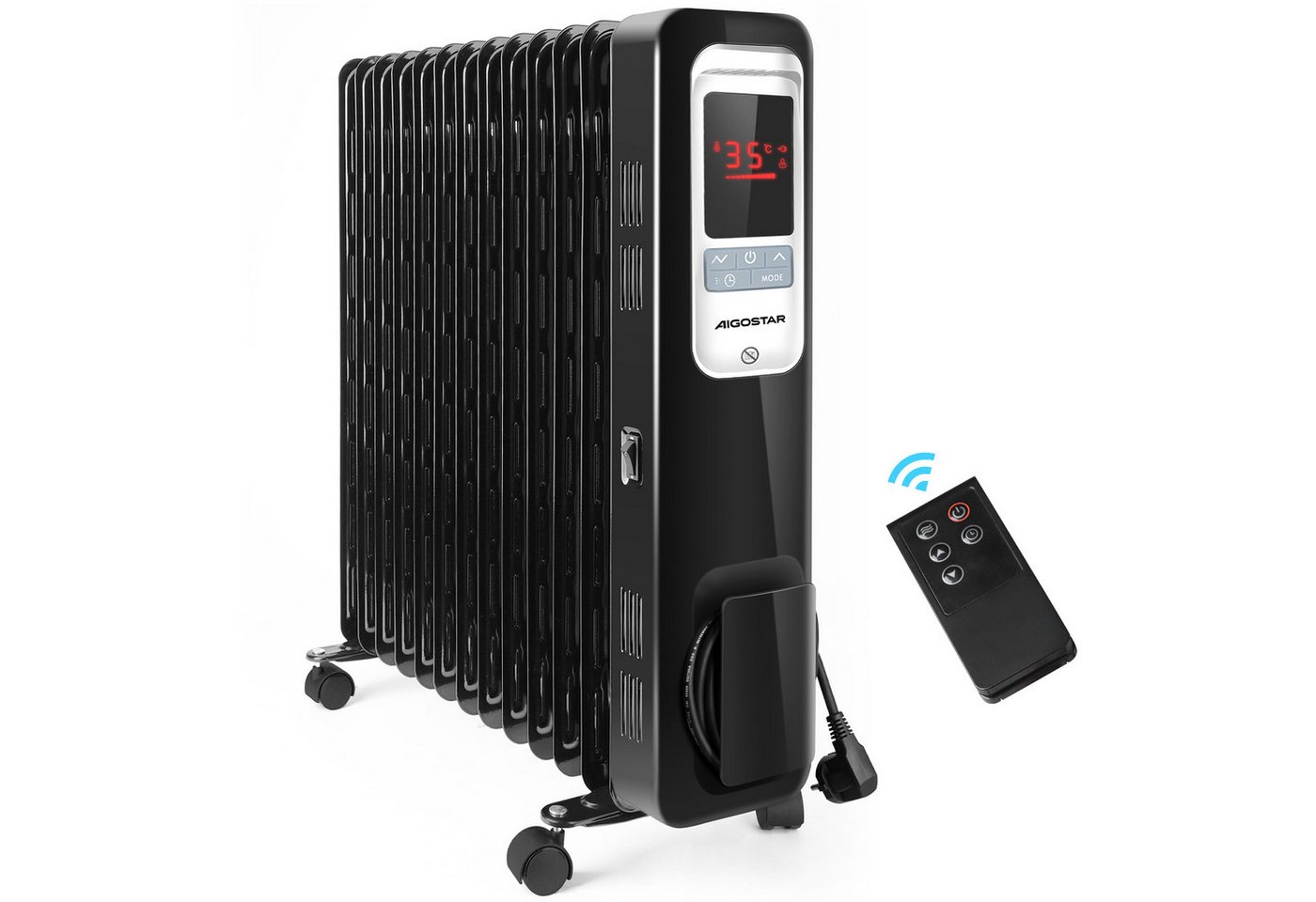 Aigostar Ölradiator 2500W Ölradiator Energiesparender,LCD Elektro Heizkörper mit 13 Rippen, regulierbarer Thermostat Bild 5
