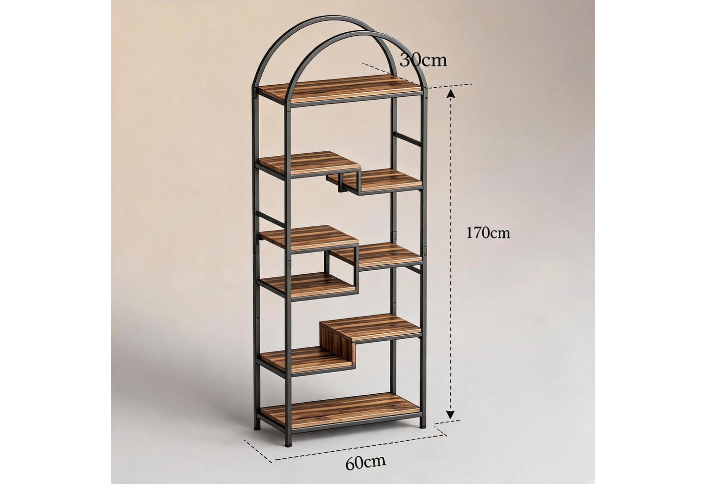 GarveeMore Bücherregal Multifunktionaler Standregal Stufenregal Stauraumregal Küchenregal, 1-tlg., 30x60x170 cm Regal Für Küche, Schlafzimmer Wohnzimmer oder Büro