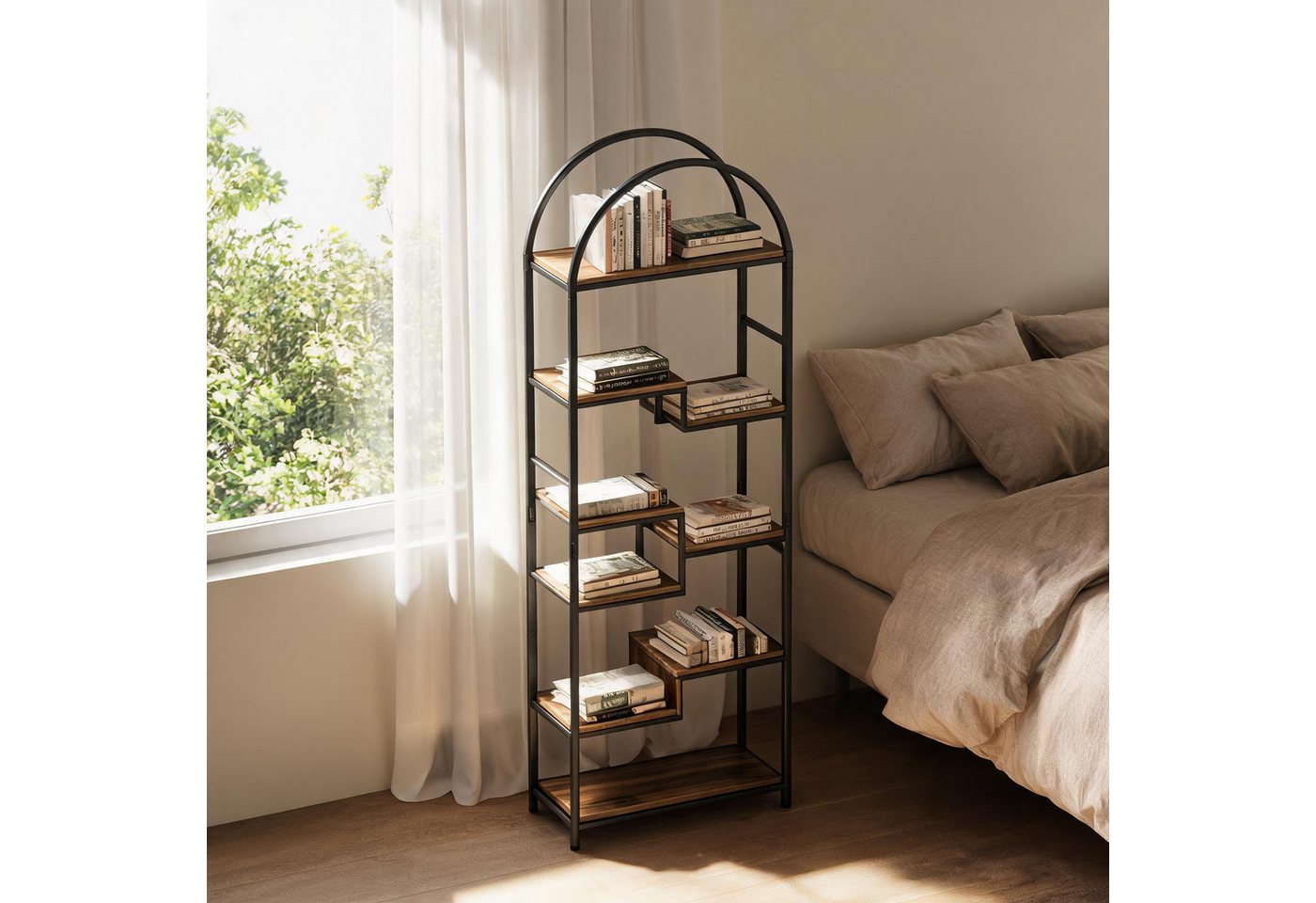 GarveeMore Bücherregal Multifunktionaler Standregal Stufenregal Stauraumregal Küchenregal, 1-tlg., 30x60x170 cm Regal Für Küche, Schlafzimmer Wohnzimmer oder Büro Bild 4