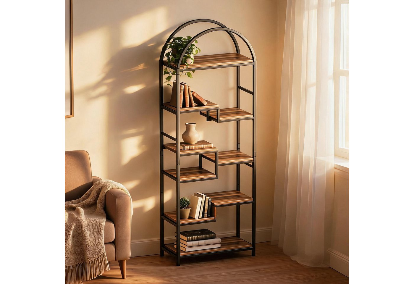 GarveeMore Bücherregal Multifunktionaler Standregal Stufenregal Stauraumregal Küchenregal, 1-tlg., 30x60x170 cm Regal Für Küche, Schlafzimmer Wohnzimmer oder Büro Bild 5