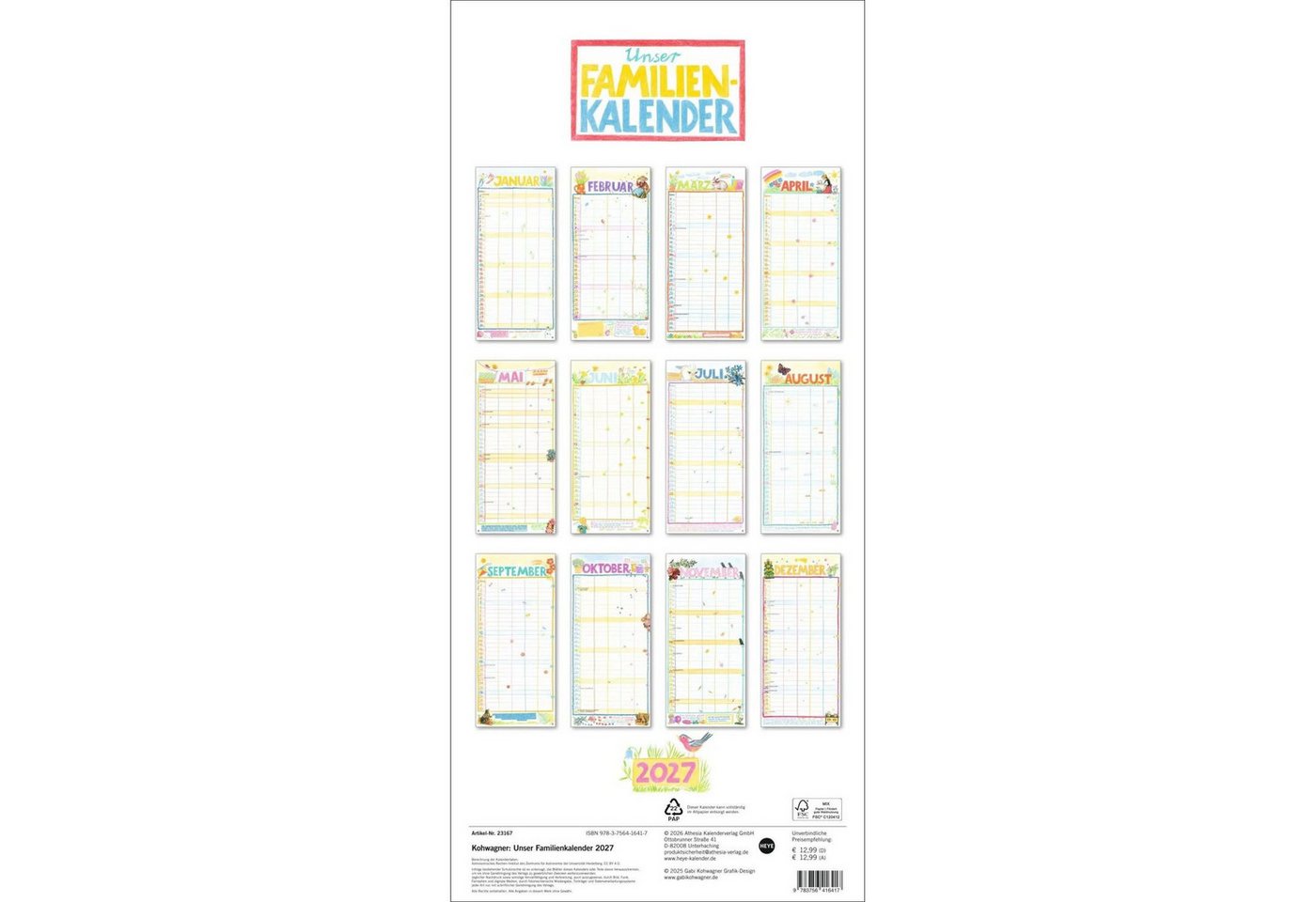 HEYE Wandkalender Gabi Kohwagner Unser Familienkalender 2027 Bild 3
