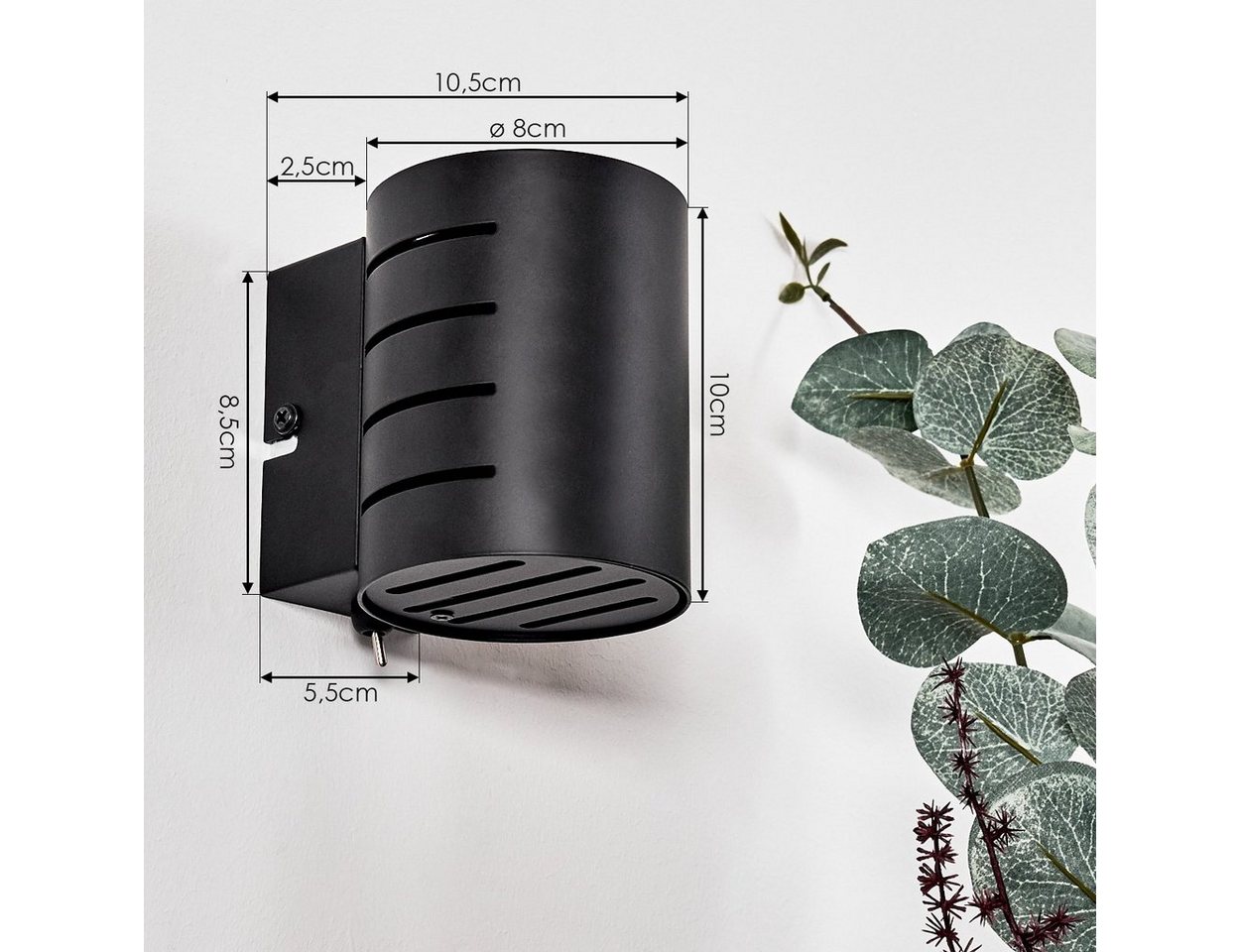 hofstein Wandleuchte »Terne« moderne Wandlampe aus Metall in Schwarz, ohne Leuchtmittel, Innenleuchte mit Up & Down Lichteffekt, An-/Ausschalter, G9