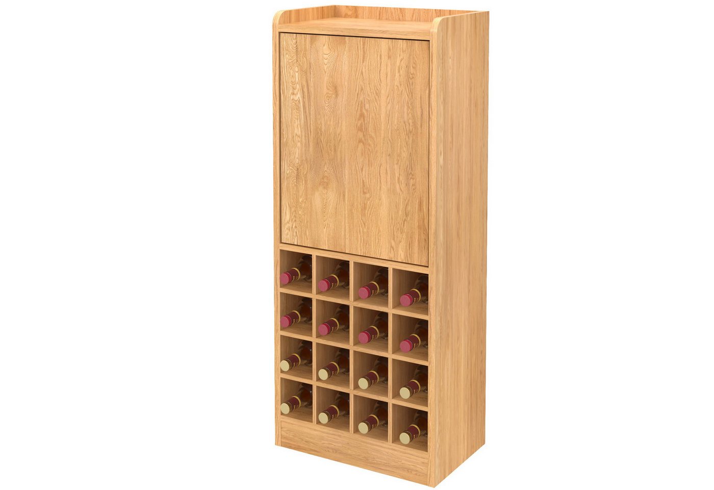 OYRREU Weinregal Flaschenregal mit Schrank, OTTO’S CHOICE, Weinständer 1-tlg. Holzregal 38,8x24,5x96cm, horizontal Weinlagerung 16 Flaschen, Weinflaschenregal viel Stauraum, Holzoptik, Keller Küche Schrank