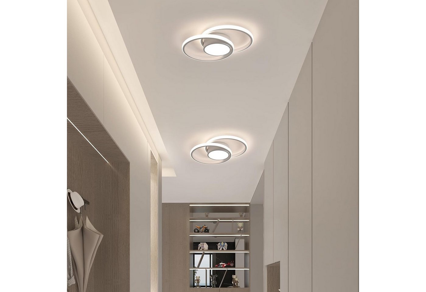 Riserva LED Deckenleuchte LED Deckenleuchte Weiß 42W 4500K Doppelring modern, LED wechselbar