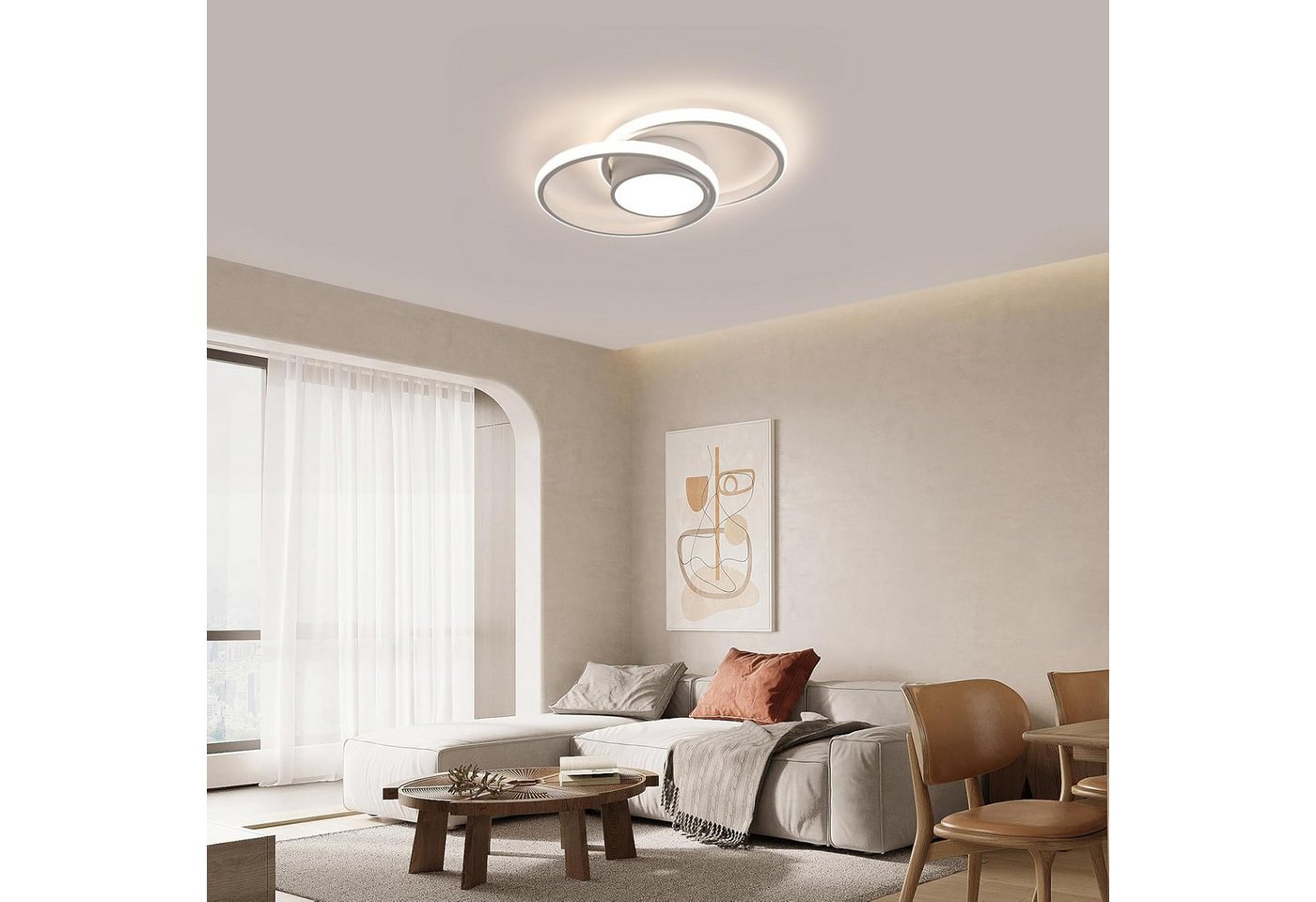 Riserva LED Deckenleuchte LED Deckenleuchte Weiß 42W 4500K Doppelring modern, LED wechselbar Bild 5
