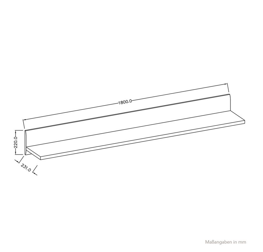 Lomadox Wandregal TURDA-83, Wandboard Regal in Eiche modern 180x22x23 cm