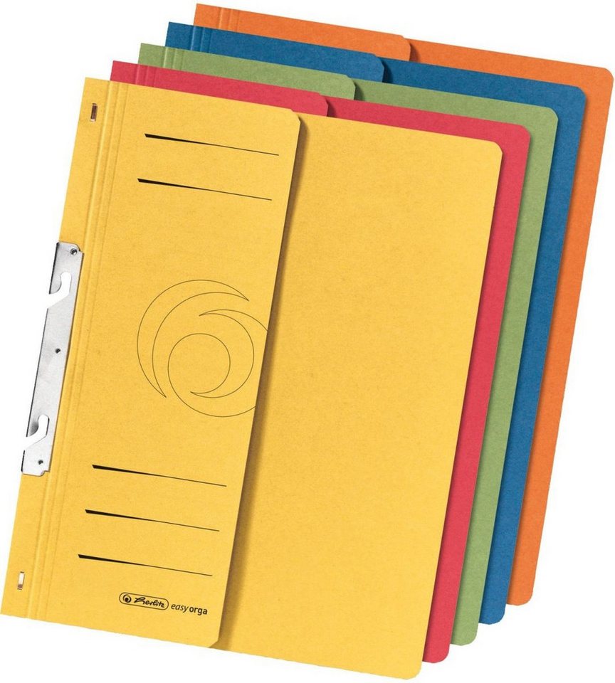 Herlitz Hefter Einhakhefter 1/2-Vorderdeckel kaufm. Heftung farbig sortiert VE=5 Stüc