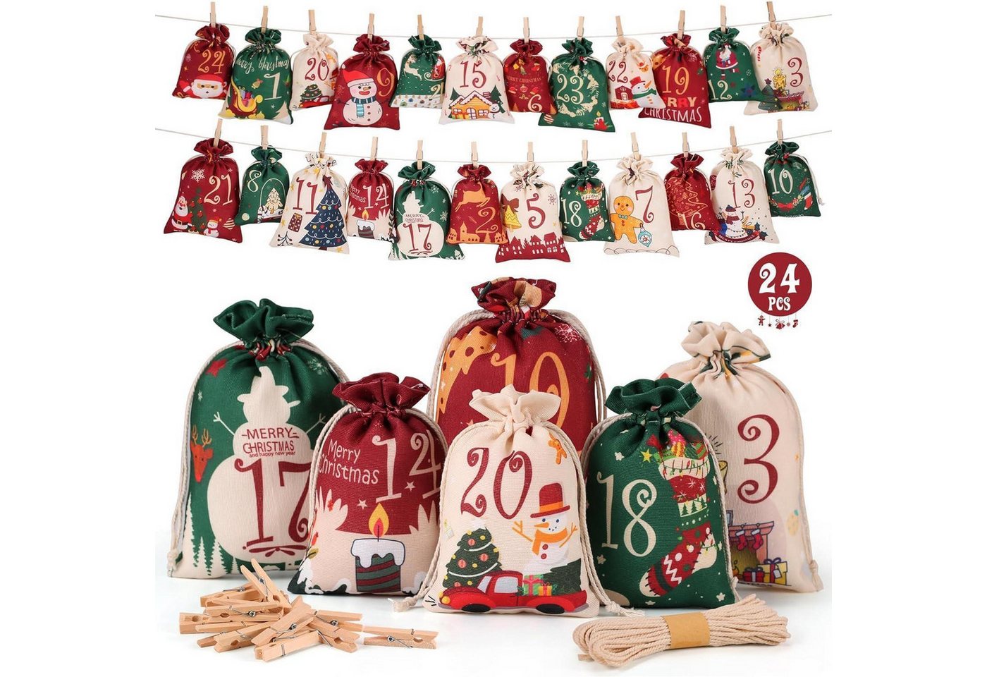 LuxusKollektion befüllbarer Adventskalender Adventskalender Befüllen 2026 DIY Säckchen Stoffbeutel Erwachsene