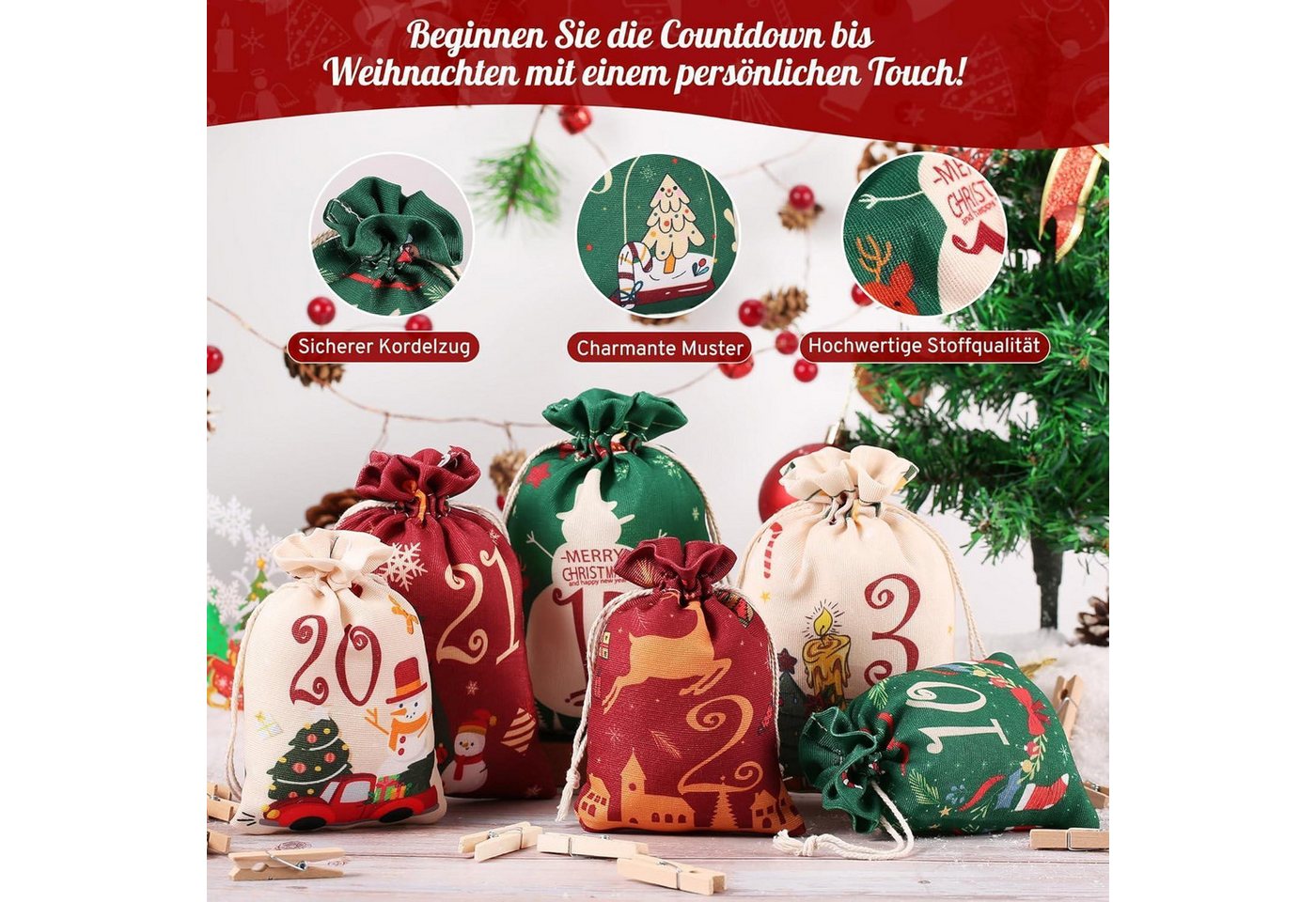 LuxusKollektion befüllbarer Adventskalender Adventskalender Befüllen 2026 DIY Säckchen Stoffbeutel Erwachsene Bild 2
