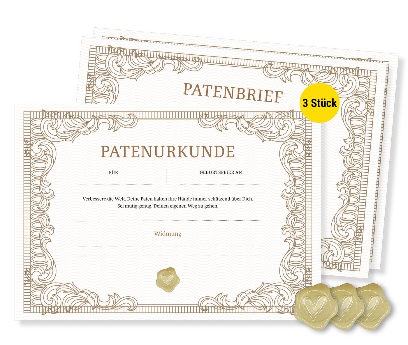 Frank Paperman Taufkarte Patenbrief Taufpaten, Urkunden Set, Goldsiegel, Patenkind klassisch, Paten, 100 % Recyclingpapier, Erinnerung Taufe, Geschenk Geburt Bild 4