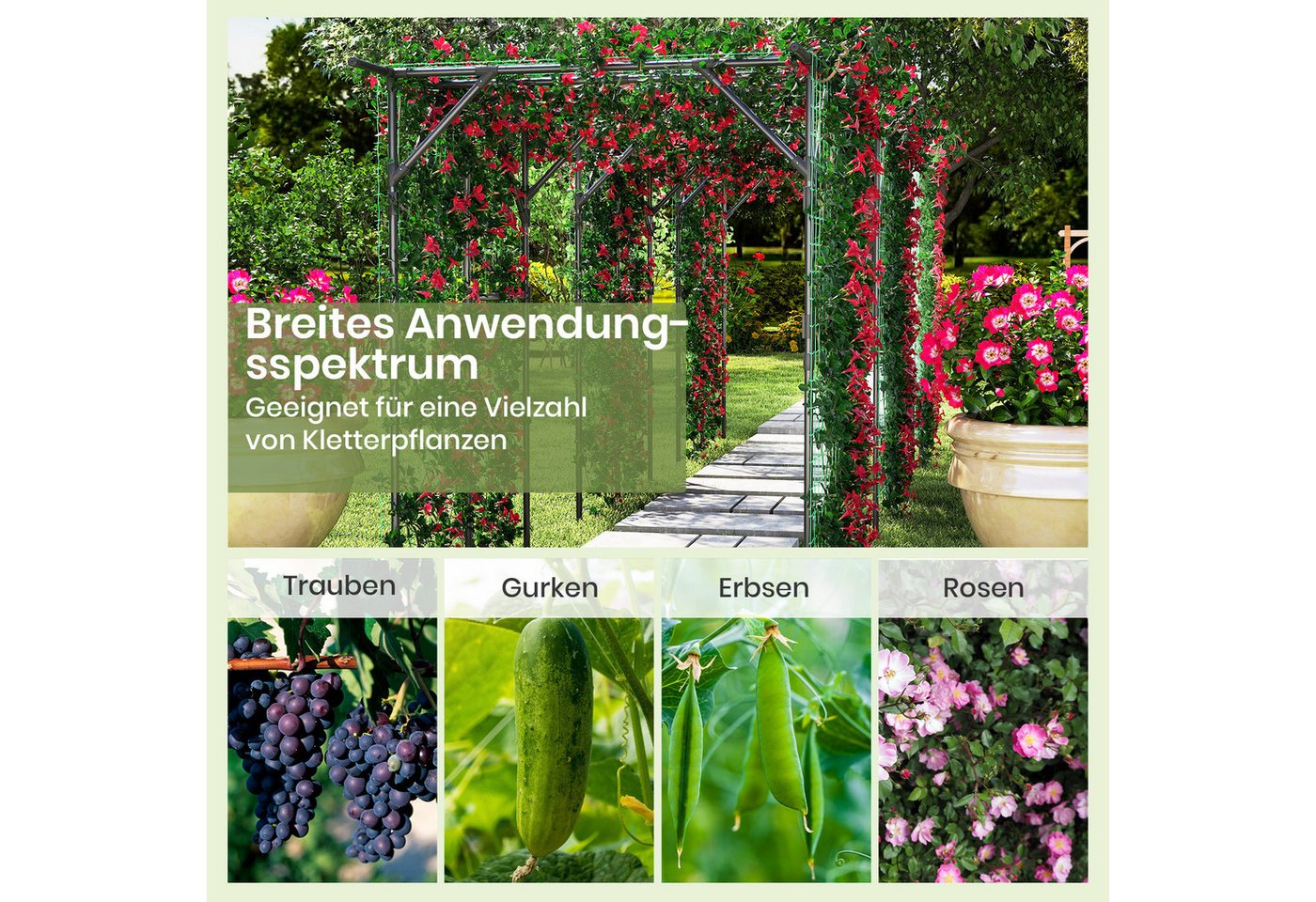 KOMFOTTEU Rankhilfe, Rankbogen Gartenbogen aus Metall, 200 x 150 x 197 cm Bild 3