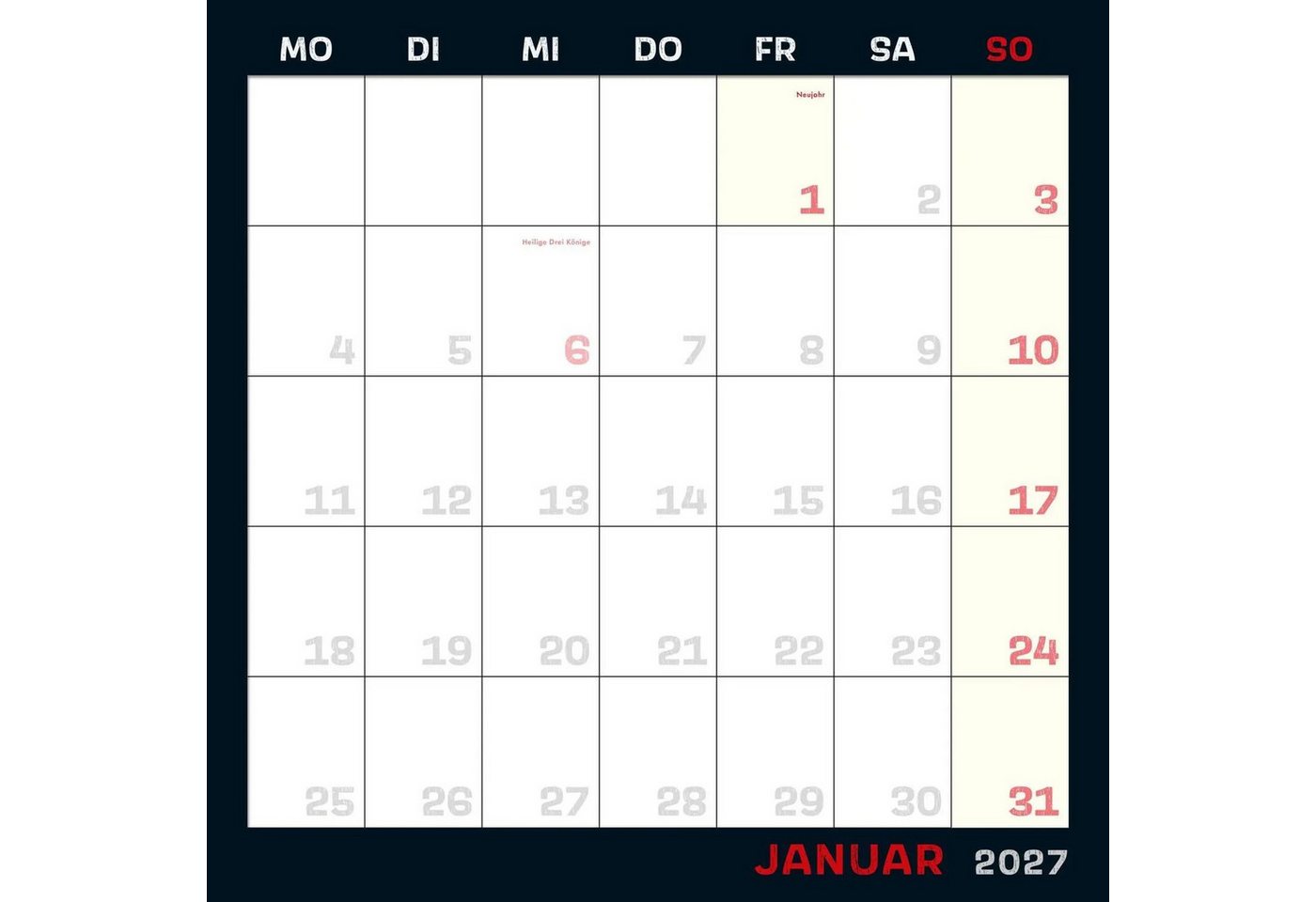 Lappan Verlag Wandkalender Uli Stein Schwarzer Kalender 2027: Monatskalender für die Wand Bild 4
