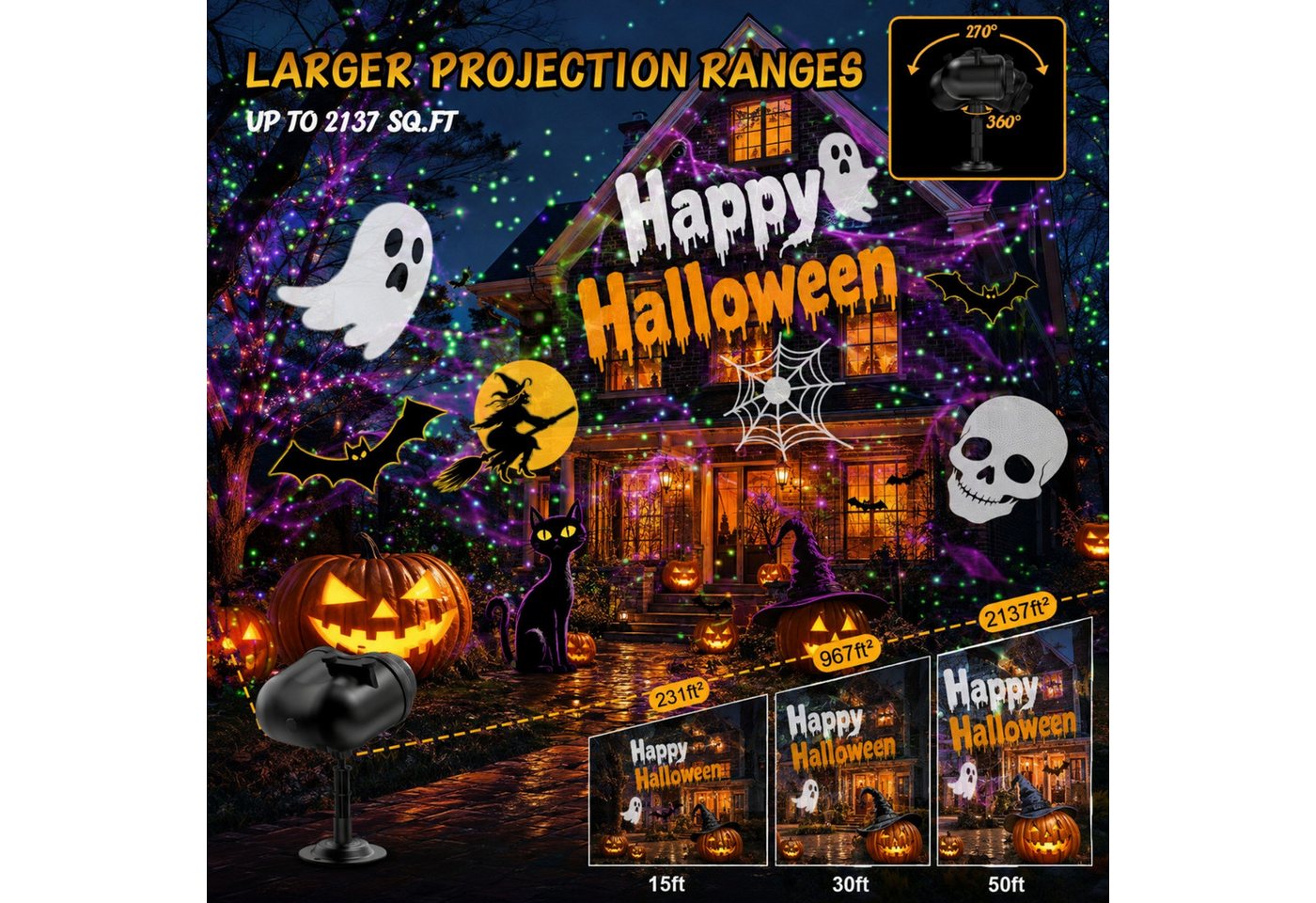 ANYSUN Projektionslampe Schneeflocken Projektor Aussen mit 10 HD-Dias & 80 Cartoon-Motiven, Laser, mit Timer, Lichtprojektor Garten mit Fernbedienung für Dekoration