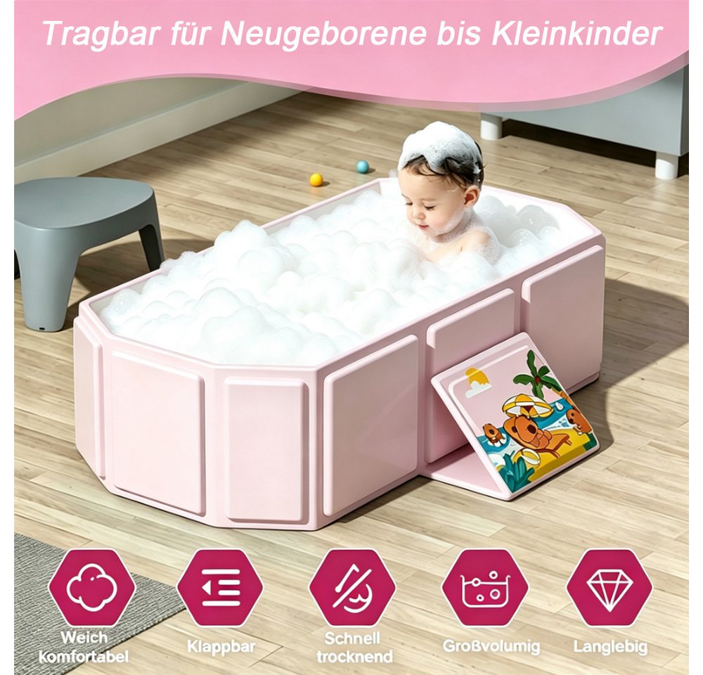 AFKSMILE Babybadewanne Faltbare tragbare Baby Badewanne,ohne Aufblasen für 0-6 Jahre,kompakt, Faltbare babybadewanne,baby pool,Leicht zu verstauen und tragbar Bild 5