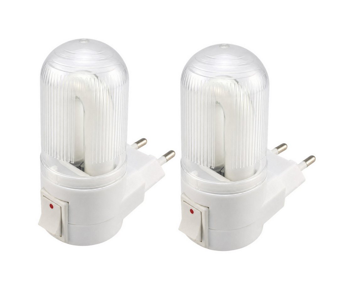 EUROBATT Sp. z o.o. Nachtlicht 2x LED Steckdosen-Nachtlicht Nachtlampe Babylicht mit Schalter, 2er-Set, kompakte Bauform, direkter Steckdosenanschluss
