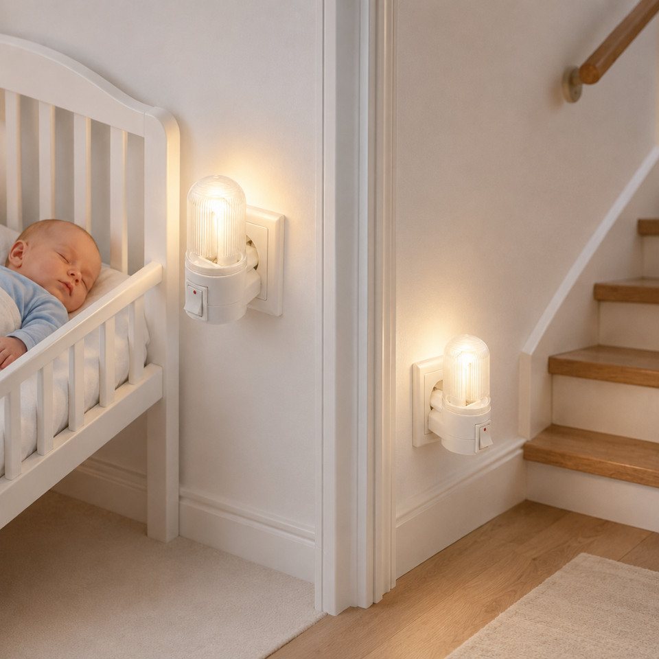 EUROBATT Sp. z o.o. Nachtlicht 2x LED Steckdosen-Nachtlicht Nachtlampe Babylicht mit Schalter, 2er-Set, kompakte Bauform, direkter Steckdosenanschluss Bild 3