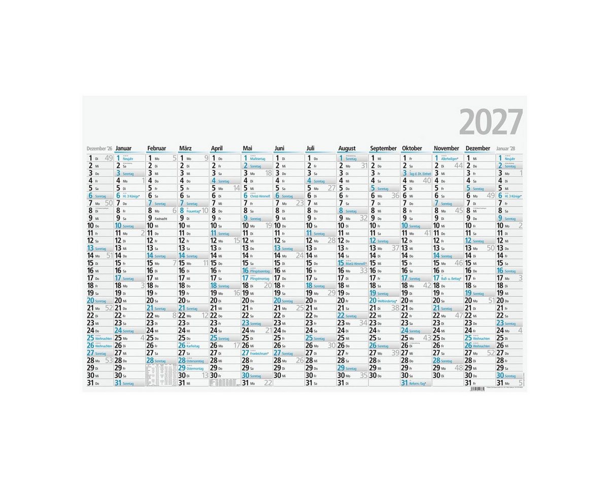 GLOCKEN Wandkalender 2027, 1 Seite = 14 Monate, DIN A1