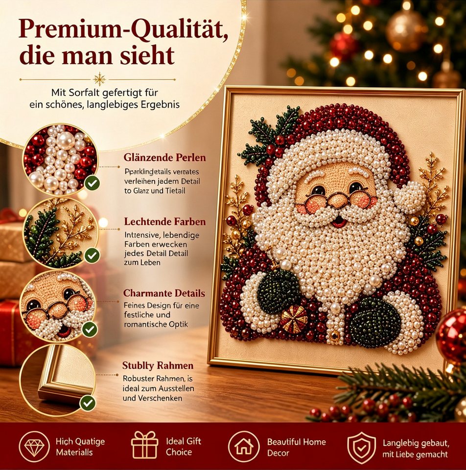 CLTYQ Kreativset DIY-Weihnachts-Perlenbild-Kreativset, Weihnachts-Bastelset für Erwachsene, Kinder und Anfänger Bild 2