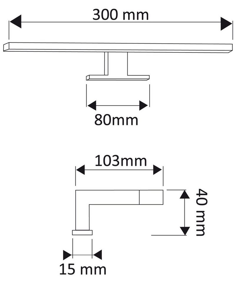 Magnolia Home LED Spiegelleuchte LED-Leuchte 30cm für Spiegel und Spiegelschränke