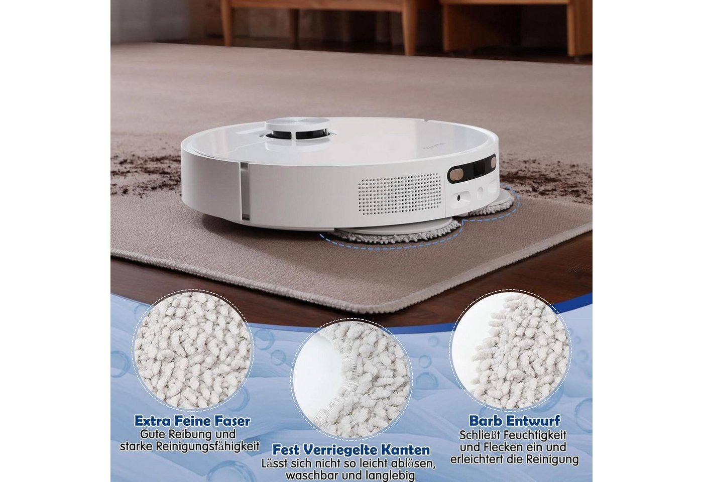 FELIXLEO Sparschäler ischtücher für ECOVACS DEEBOT X2 T20 T30 Omni Pro Combo Ersatzset, (1-tlg) Bild 4