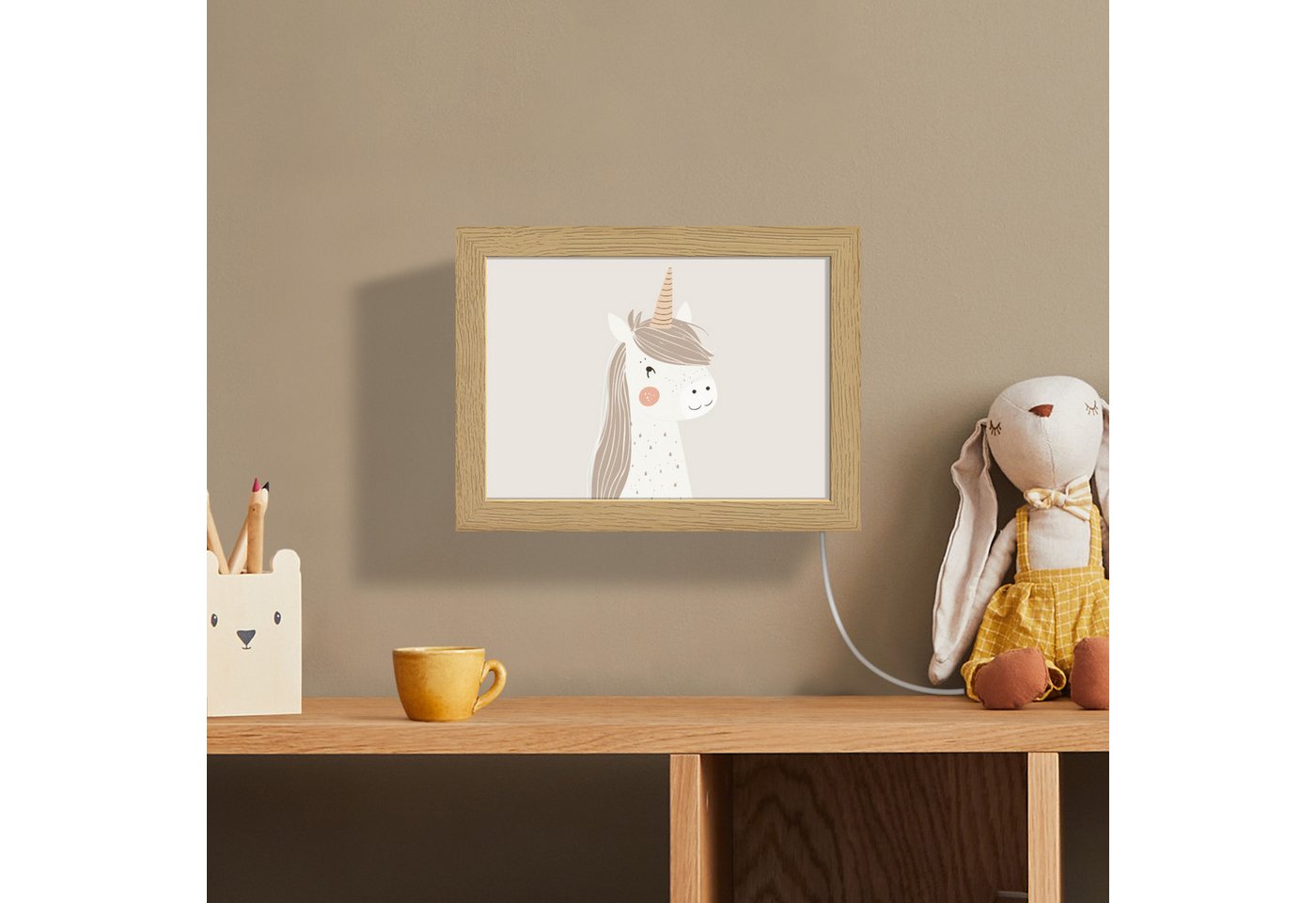OnlyWow Wandleuchte Lightbox Einhorn - Pastellfarben - Einhorn - Mädchen, Dimmbar, Farbwechsel, LED, Warmweiß, Kaltweiß, Neutralweiß Einstellbar, Wandlampe Innen, Dimmbar, mit Kabel, LED, Modern, Kinder Bild 4