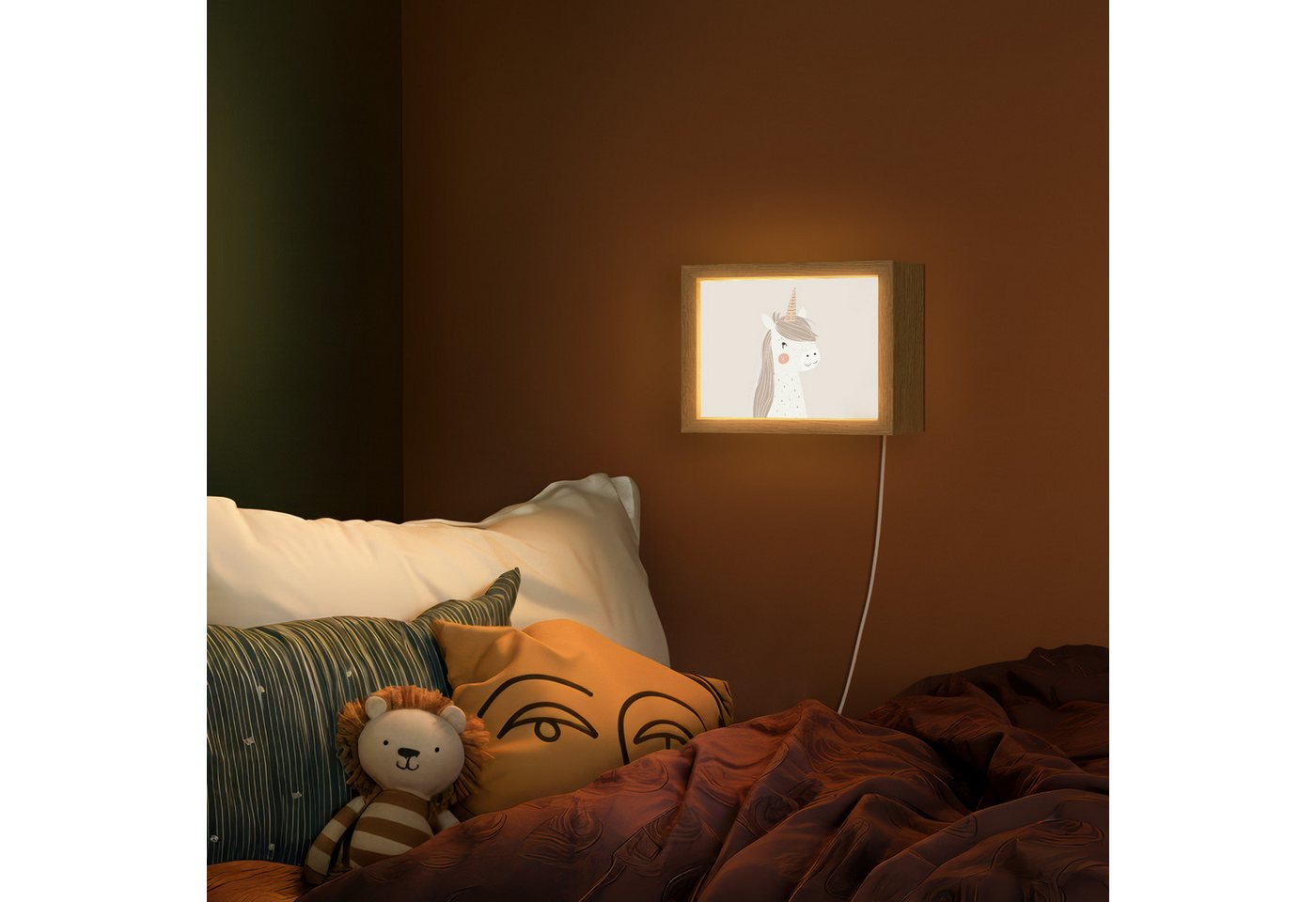 OnlyWow Wandleuchte Lightbox Einhorn - Pastellfarben - Einhorn - Mädchen, Dimmbar, Farbwechsel, LED, Warmweiß, Kaltweiß, Neutralweiß Einstellbar, Wandlampe Innen, Dimmbar, mit Kabel, LED, Modern, Kinder Bild 5
