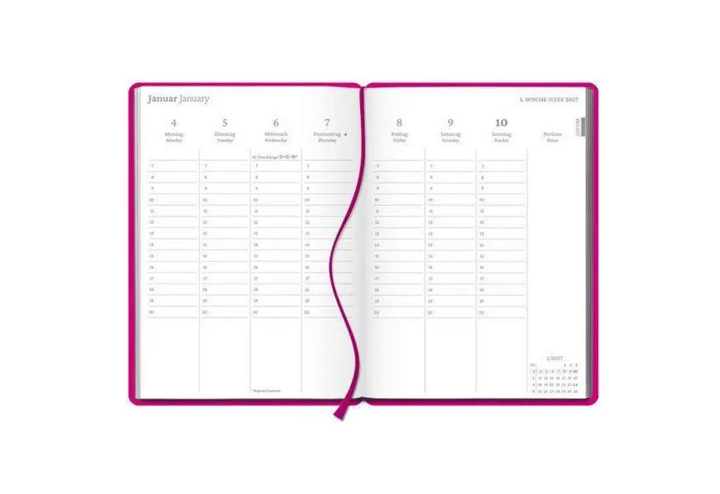 Korsch Verlag Taschenkalender Wochenplaner Fuchsia 2027 Bild 2