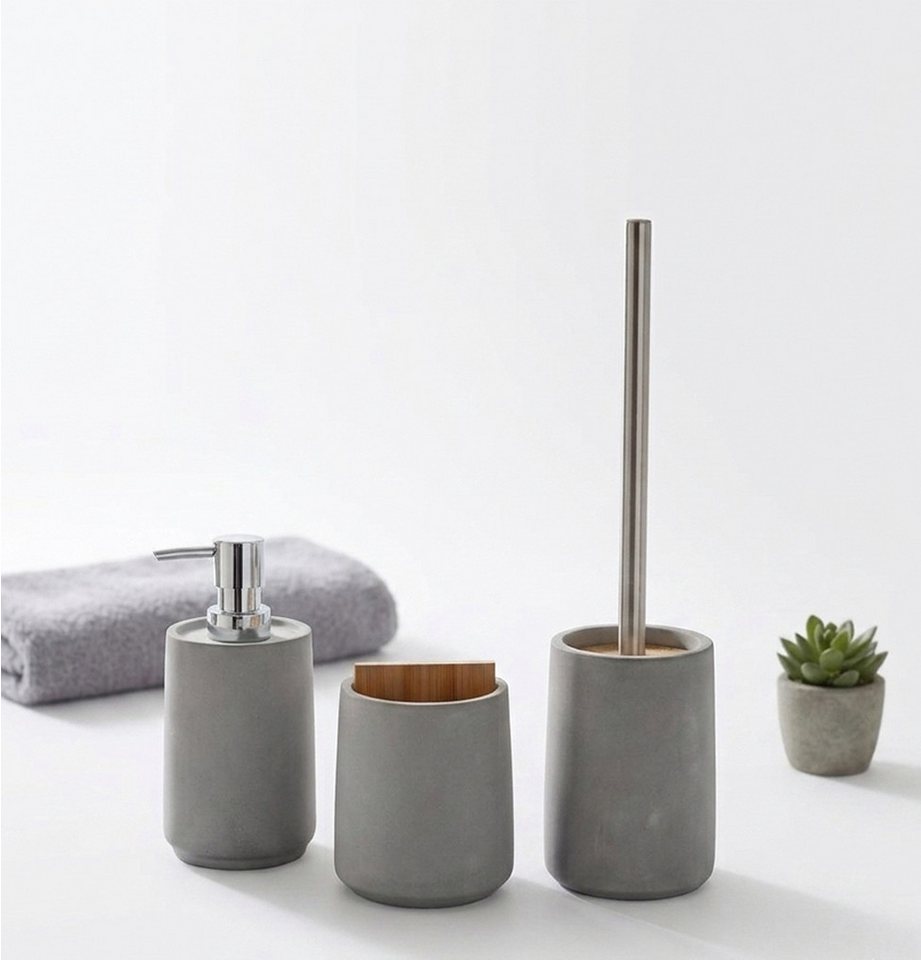 axentia Badaccessoire-Set Turin, 3 tlg., 3-teilig aus Beton Bild 4