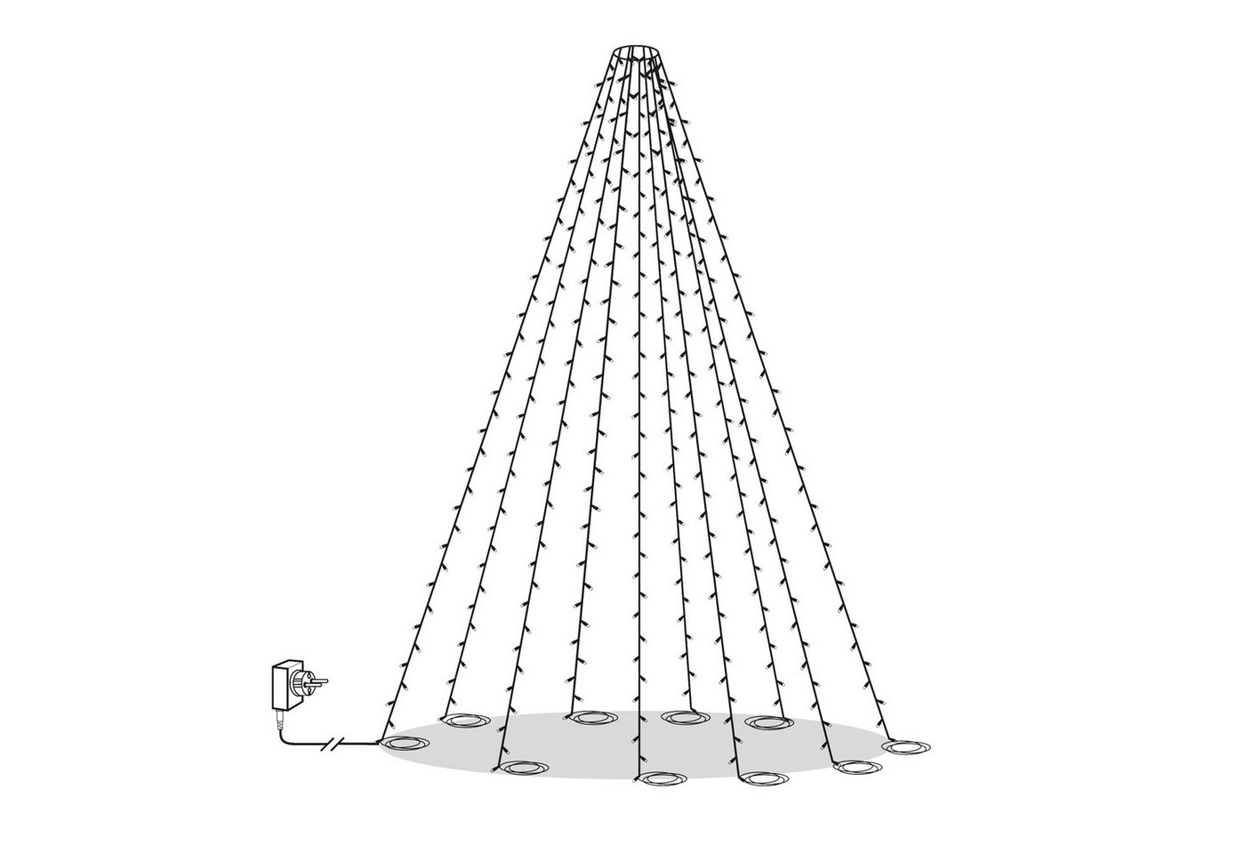 MARELIDA LED-Baummantel LED Baummantel Lichterkette f. Fahnenmast 10 Stränge 360LED 7m Außen, 360-flammig Bild 2