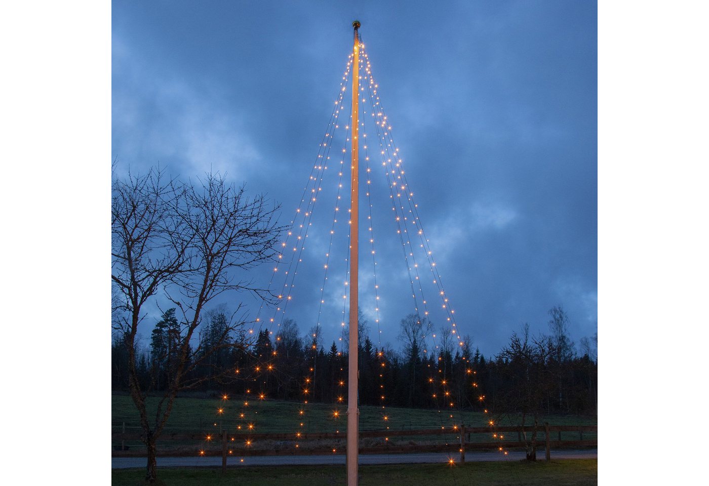 MARELIDA LED-Baummantel LED Baummantel Lichterkette f. Fahnenmast 10 Stränge 360LED 7m Außen, 360-flammig Bild 4