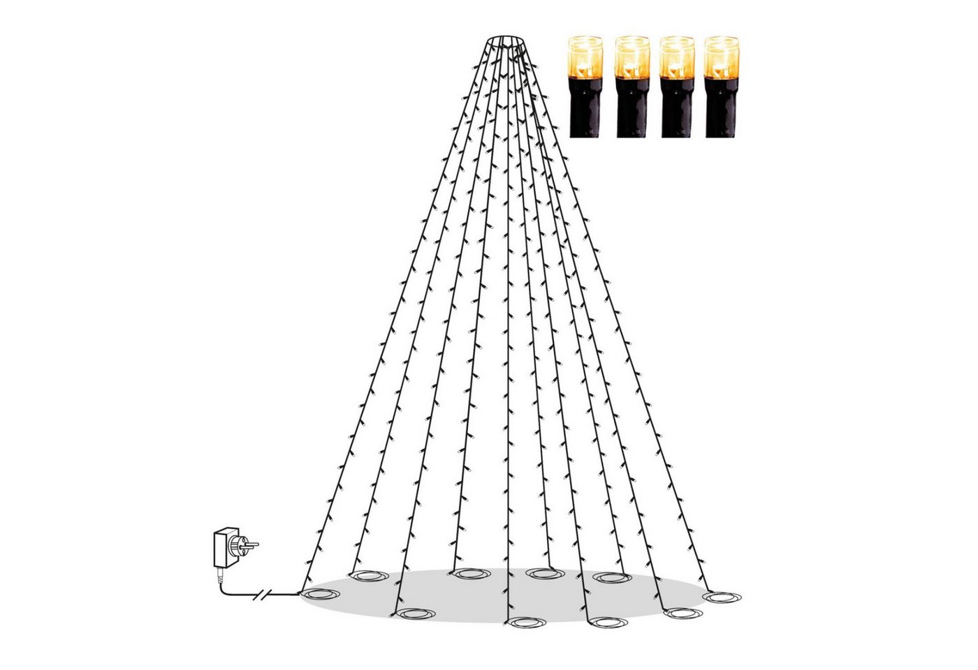 MARELIDA LED-Baummantel LED Baummantel Lichterkette f. Fahnenmast 10 Stränge 360LED 7m Außen, 360-flammig Bild 5