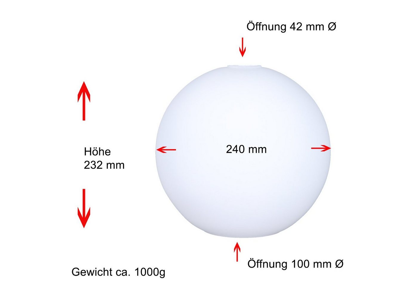 Home4Living Lampenschirm Kugelglas Weiß matt Ø 240mm Lampenglas Ersatzglas, Dekorativ